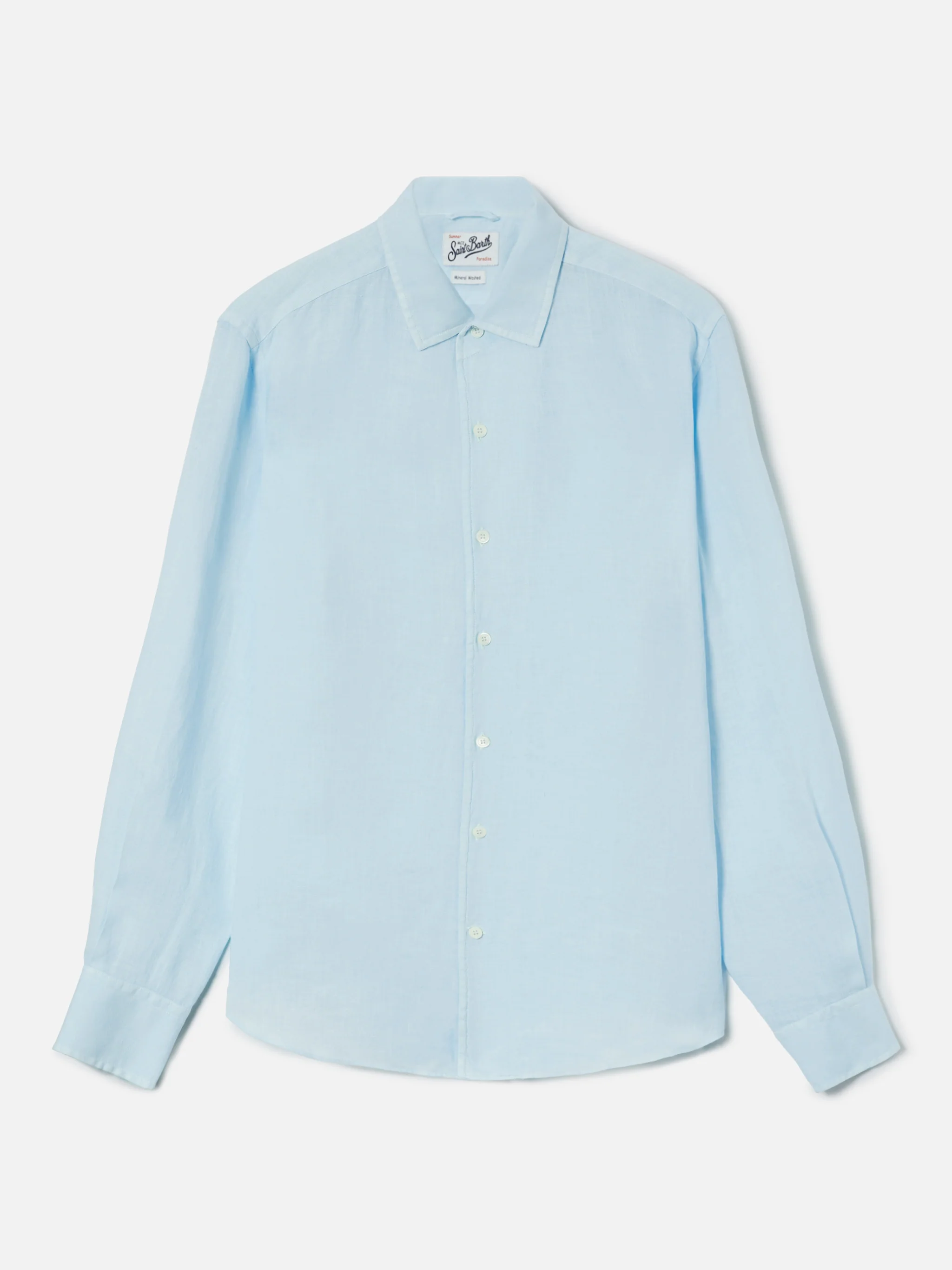 Light blue Raphael shirt in pure linen - Image 5
