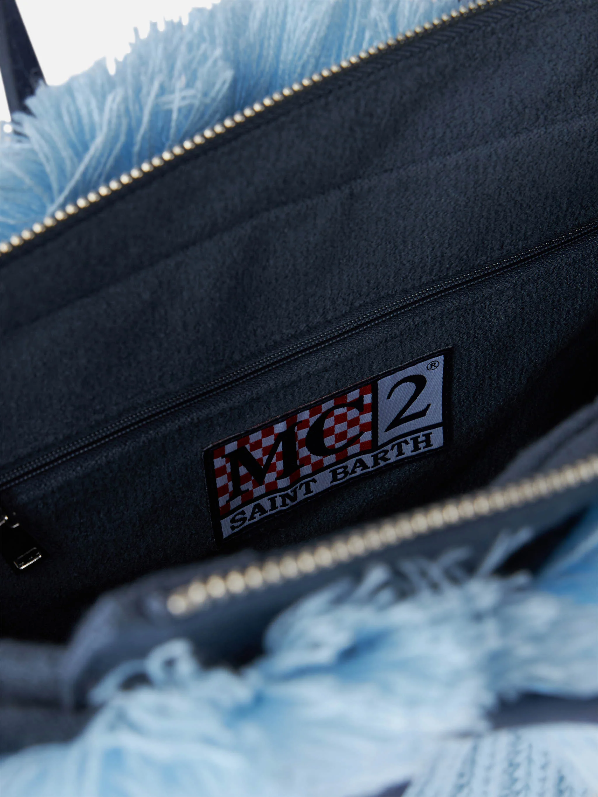 Light blue rib knit Colette handbag with logo embroidery - Image 6