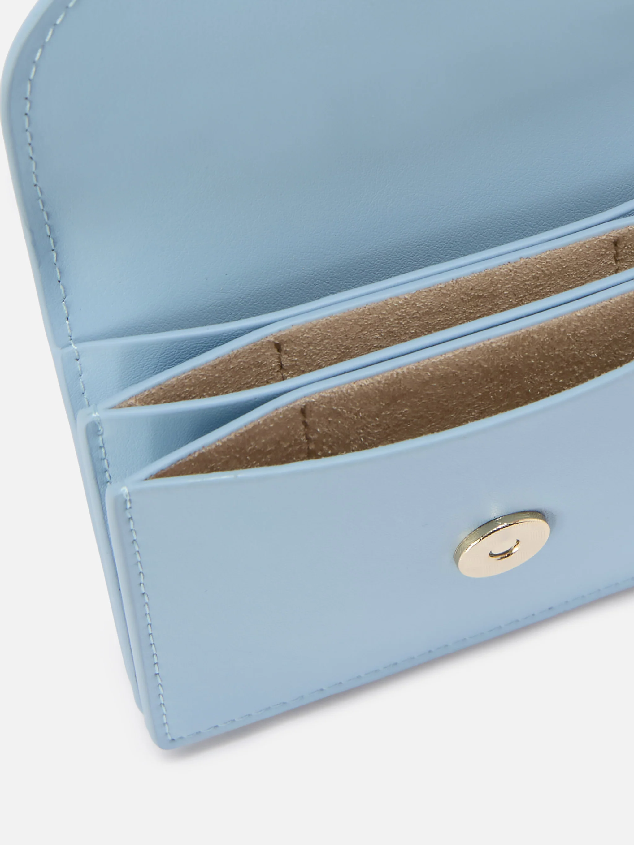Light blue smooth leather card holder with metal logo - Image 2