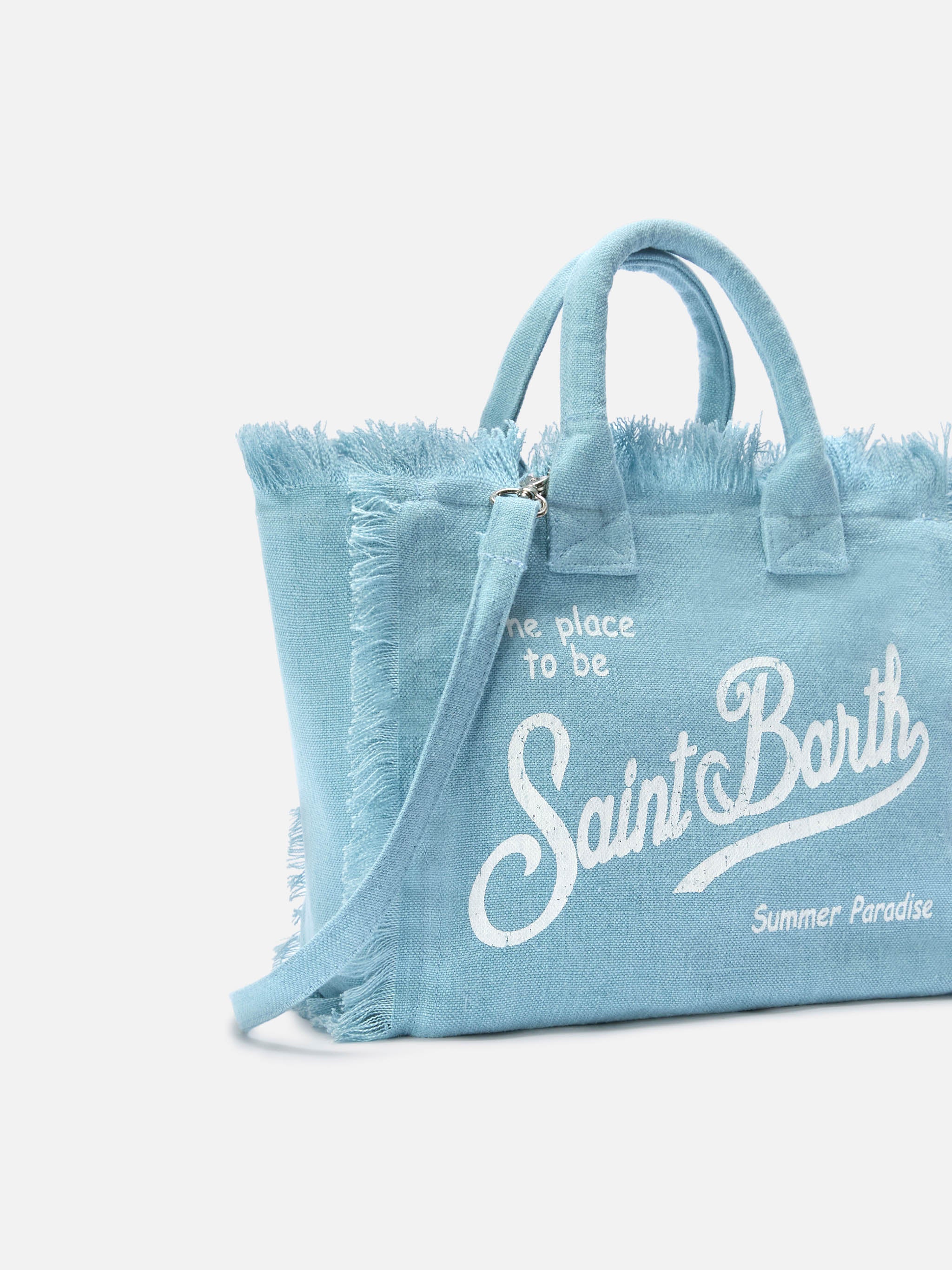 Light blue solid color linen Colette bag - Image 3