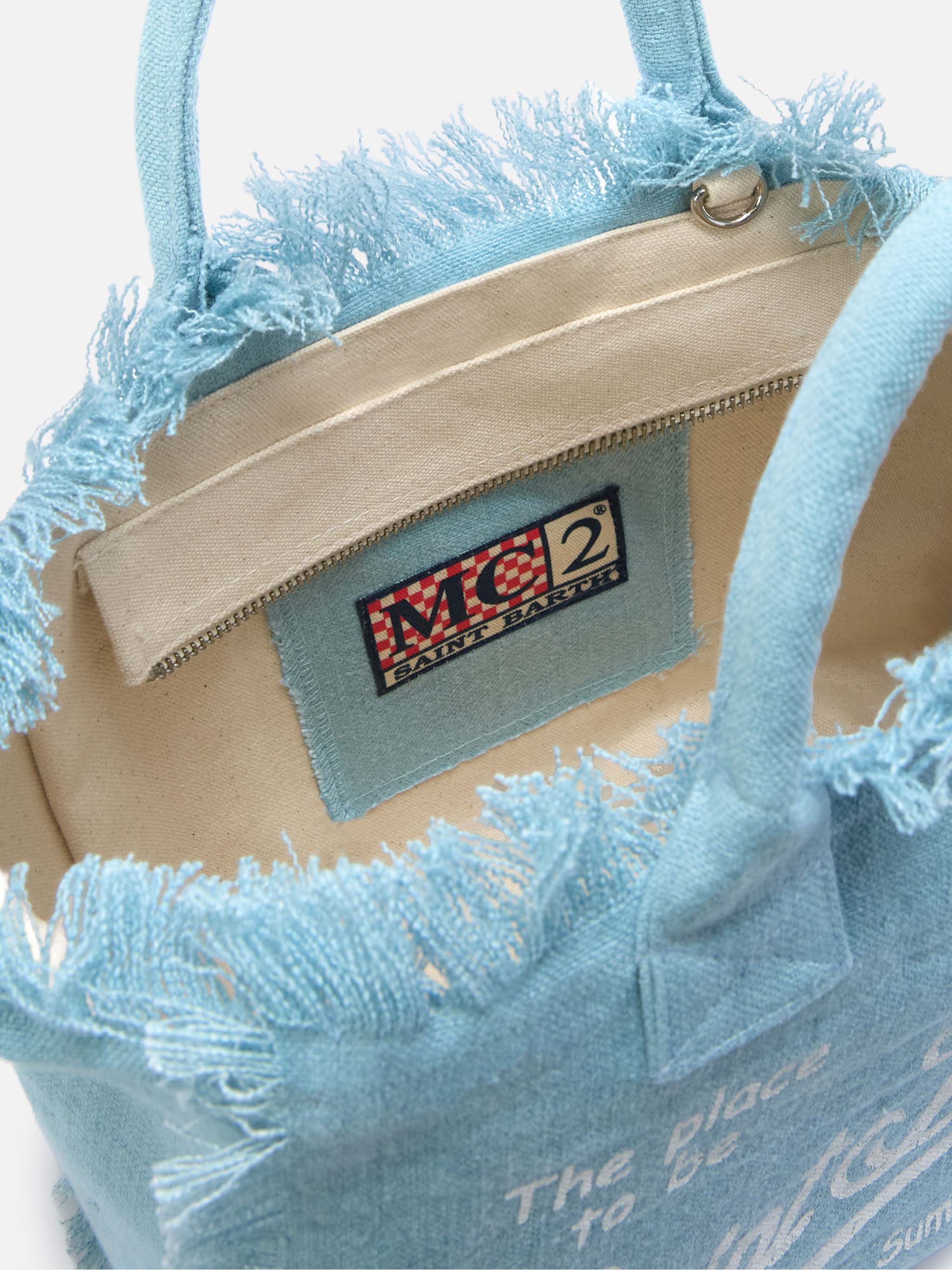 Light blue solid color linen Colette bag - Image 4