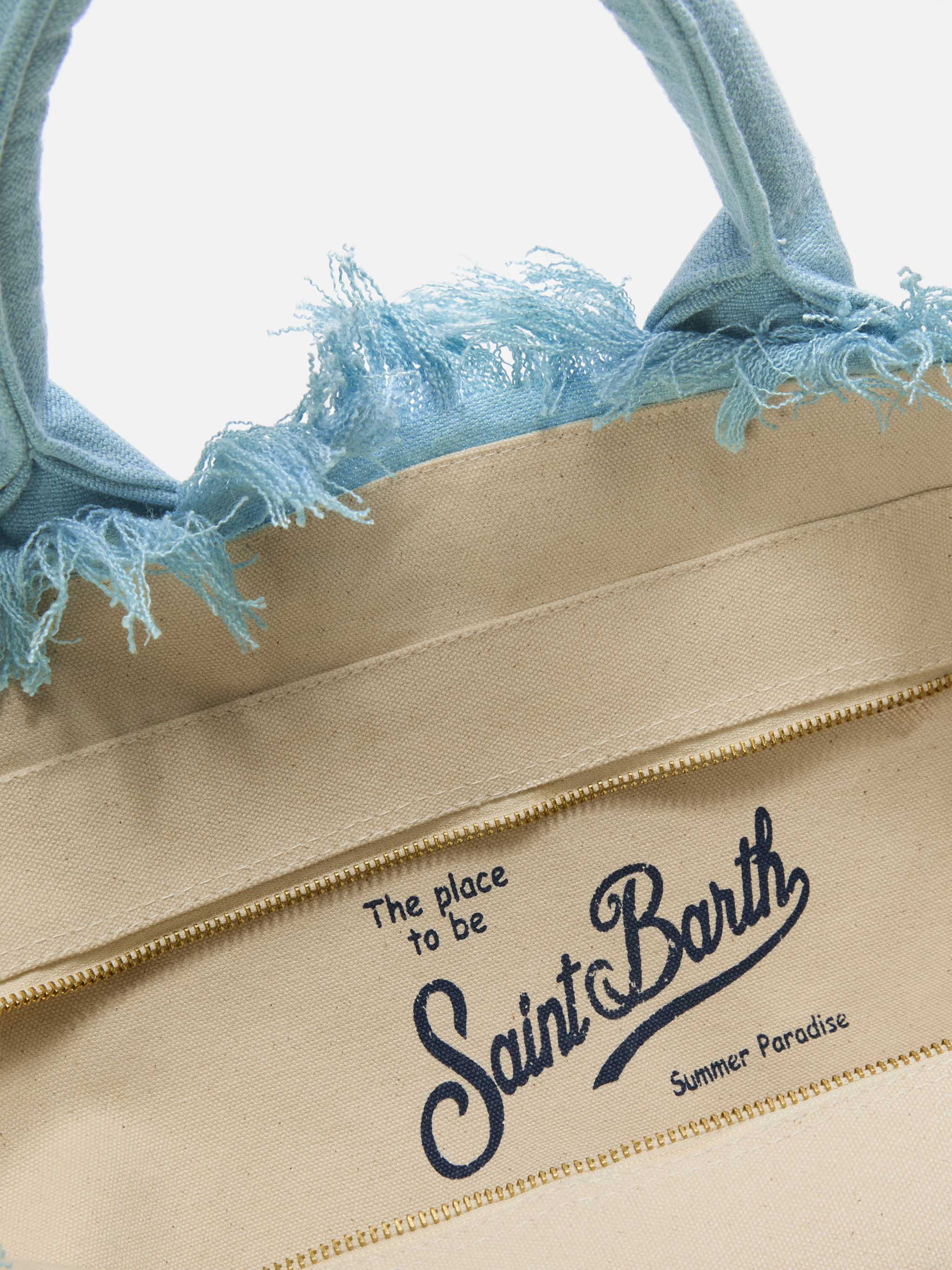 Light blue solid color linen Vanity regular bag - Image 4