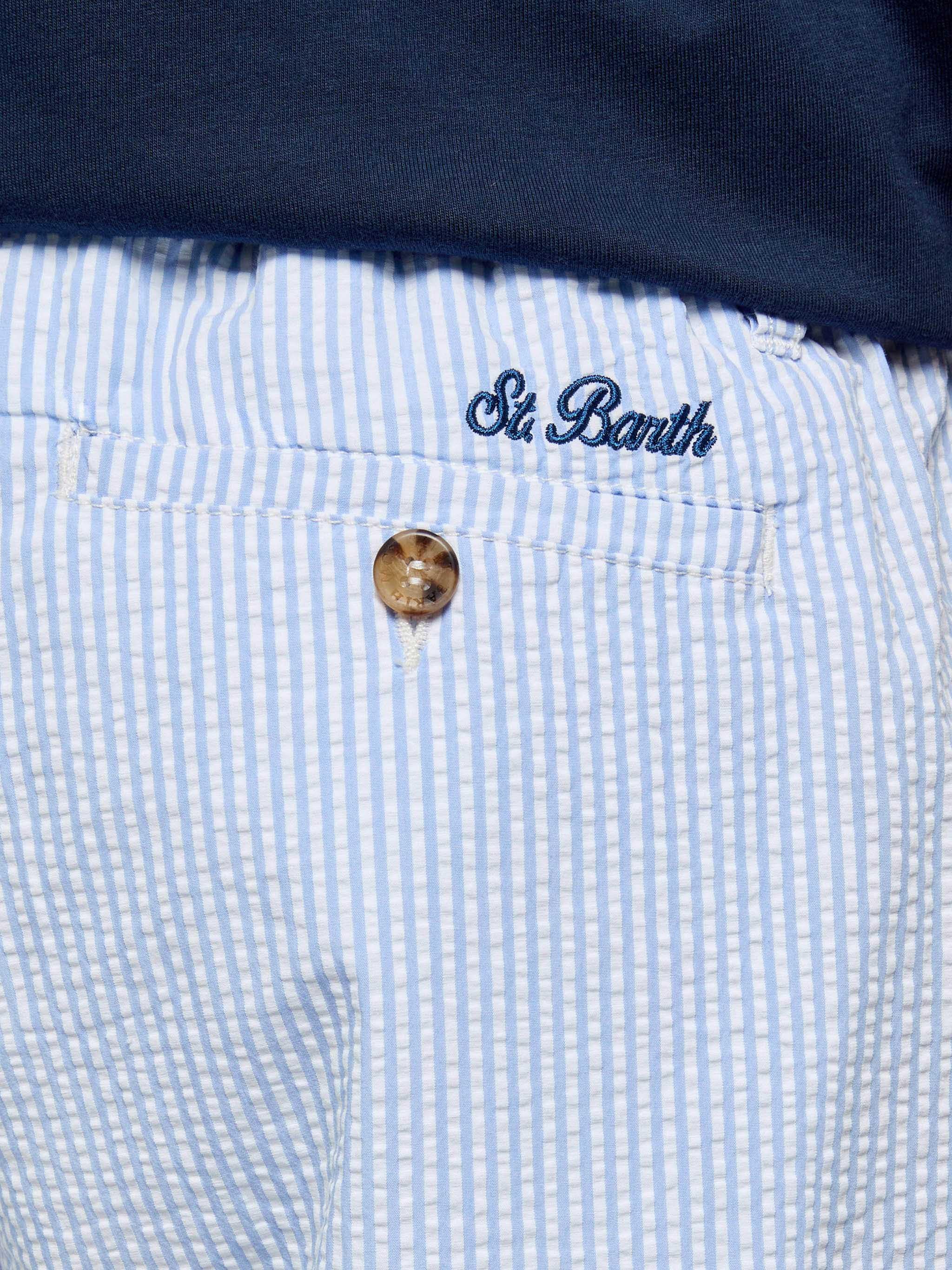 Light blue striped cotton bermuda shorts Ischia - Image 2