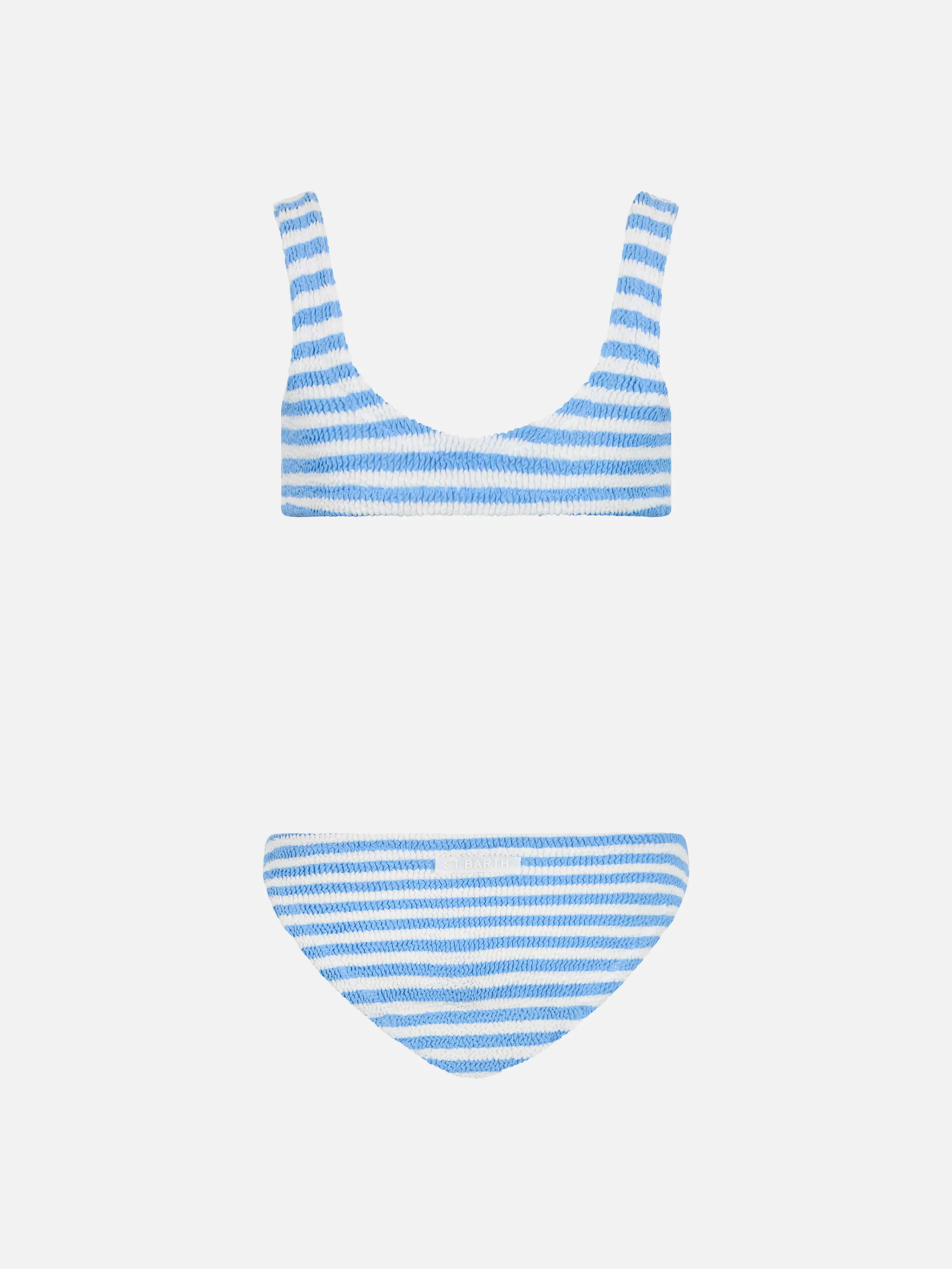 Light blue striped crinkle classic bralette bikini Baker - Image 2