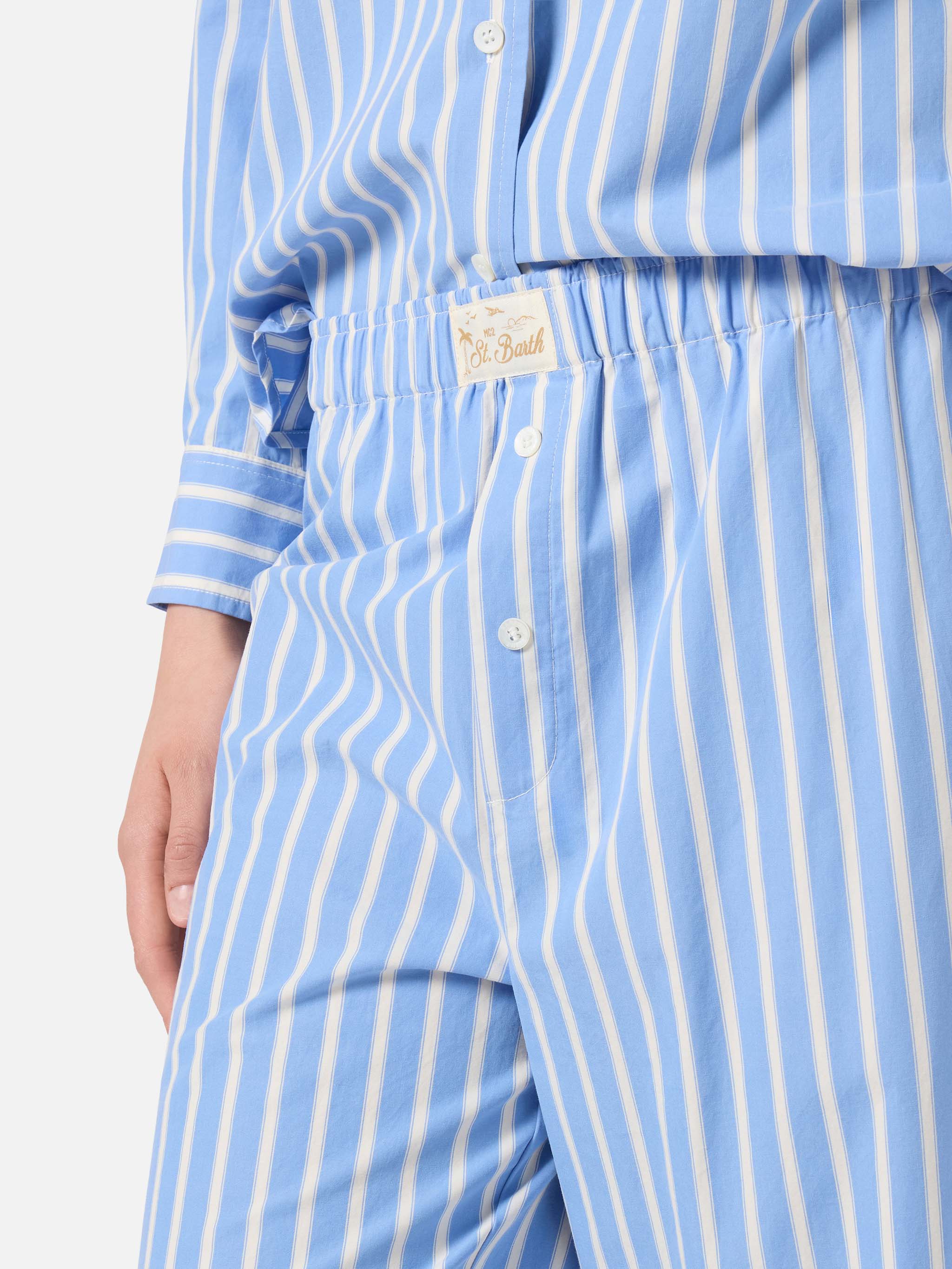 Light blue striped Doha poplin trousers - Image 3