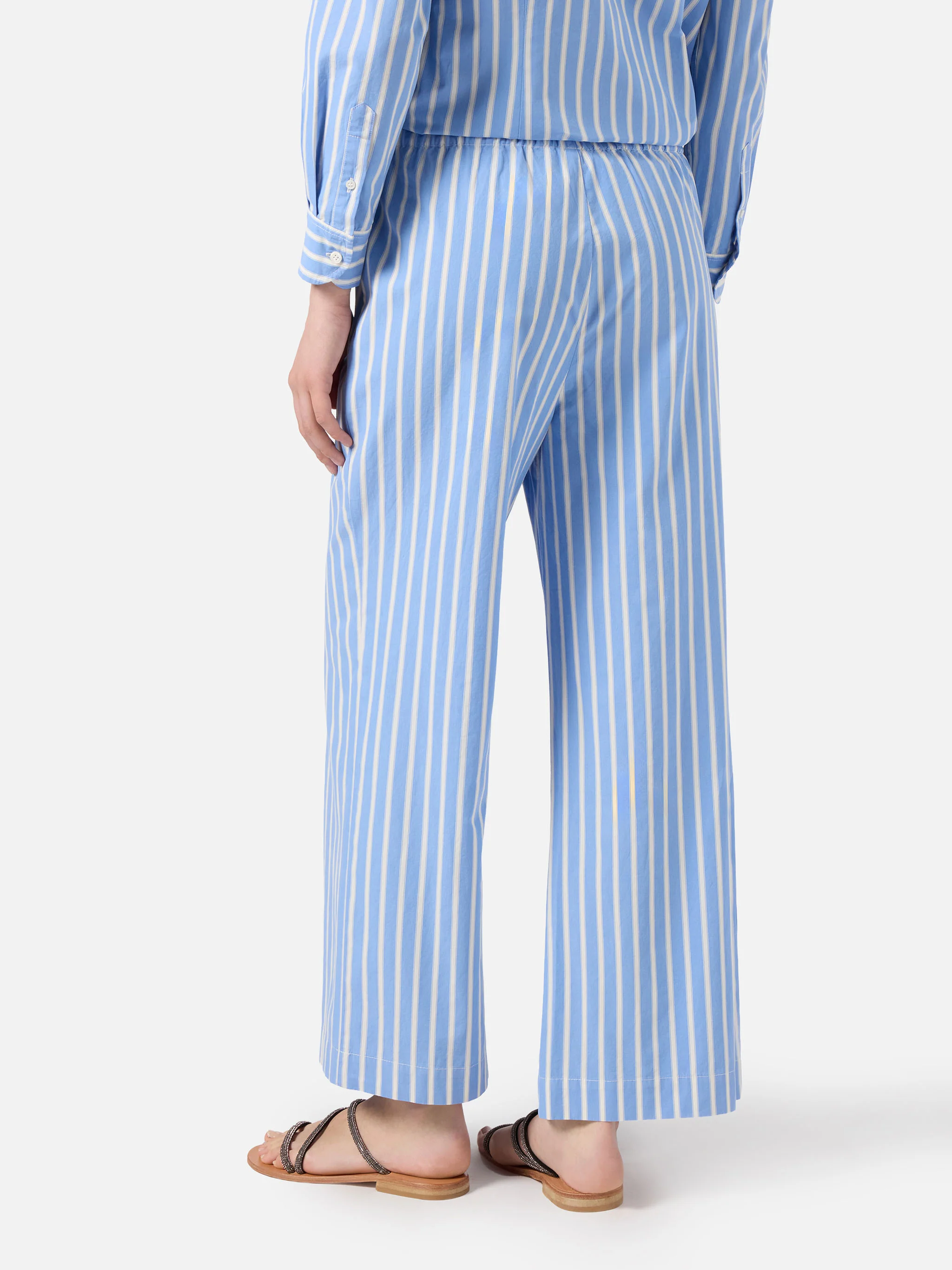 Light blue striped Doha poplin trousers - Image 4