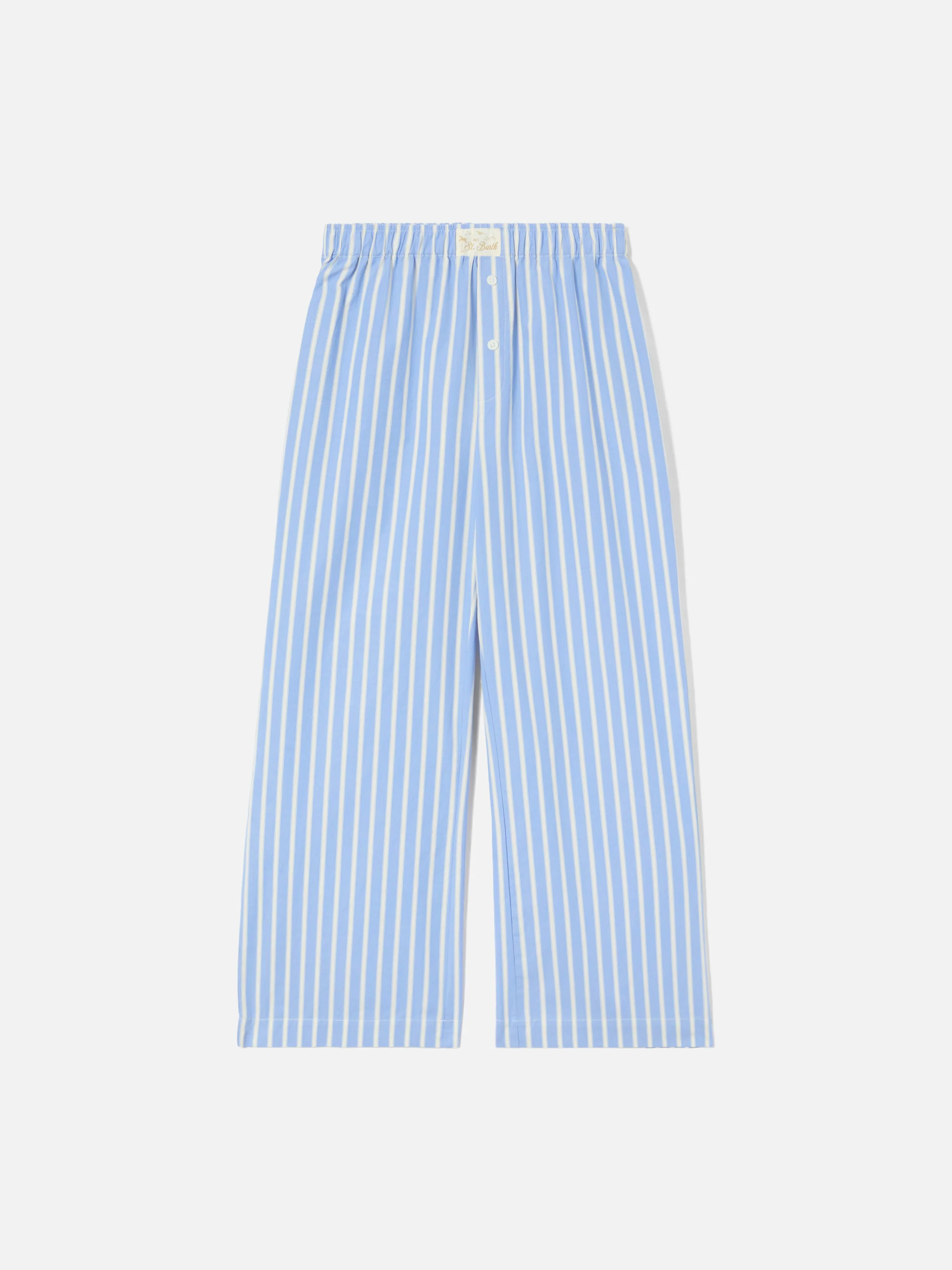 Light blue striped Doha poplin trousers - Image 5