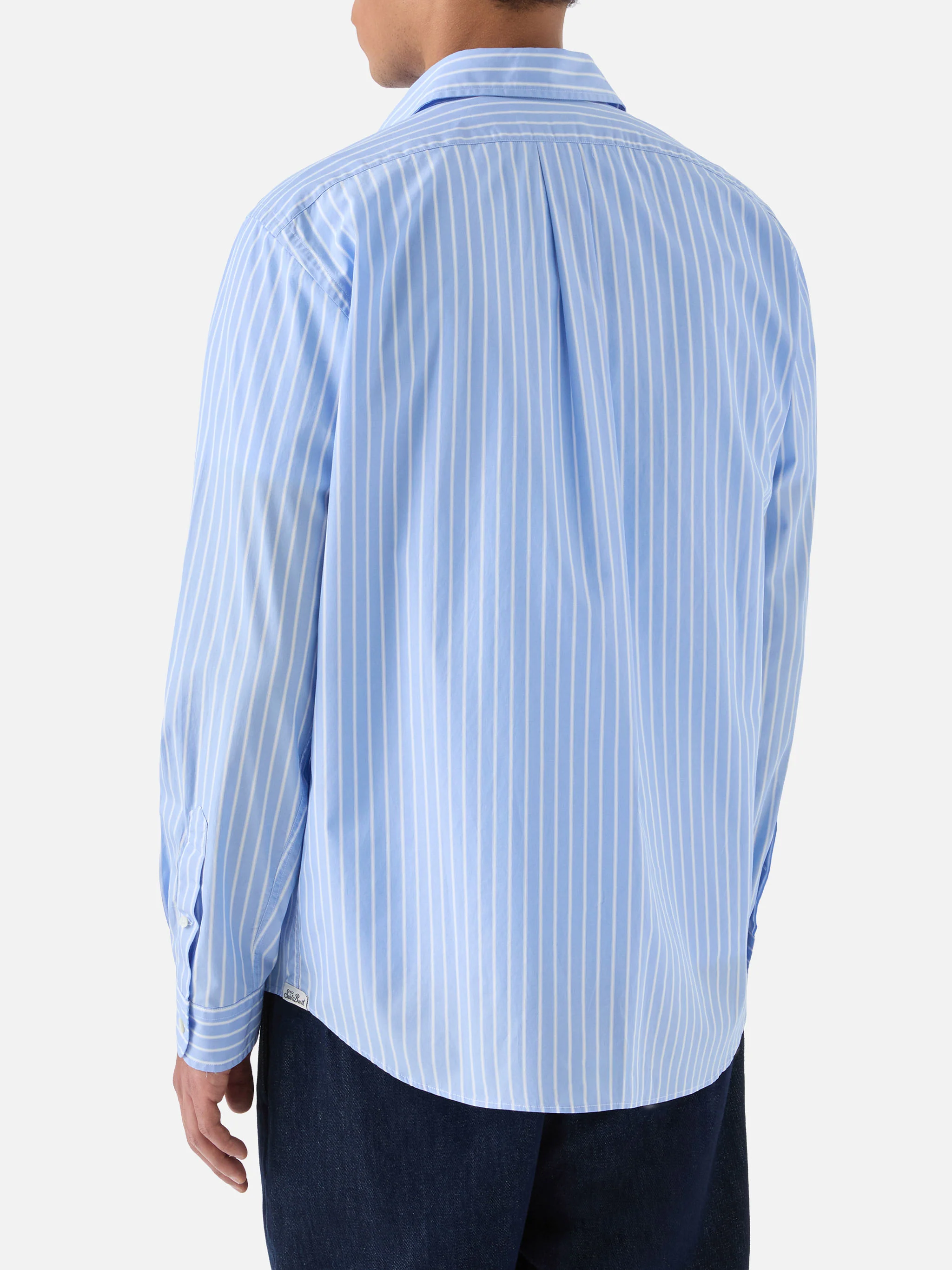 Light blue striped Levanzo shirt in pure cotton - Image 3