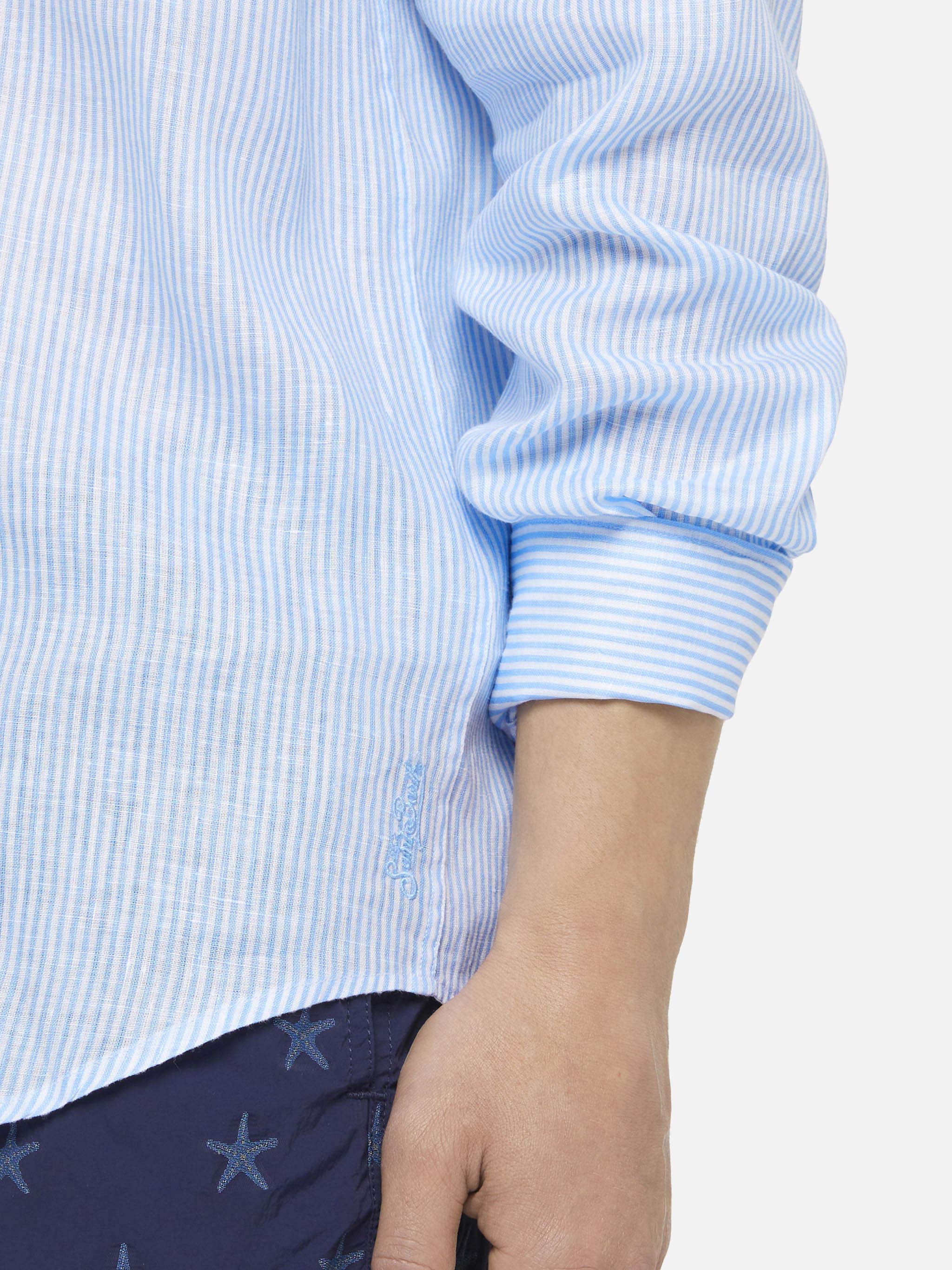 Light blue striped linen shirt Pamplona - Image 2