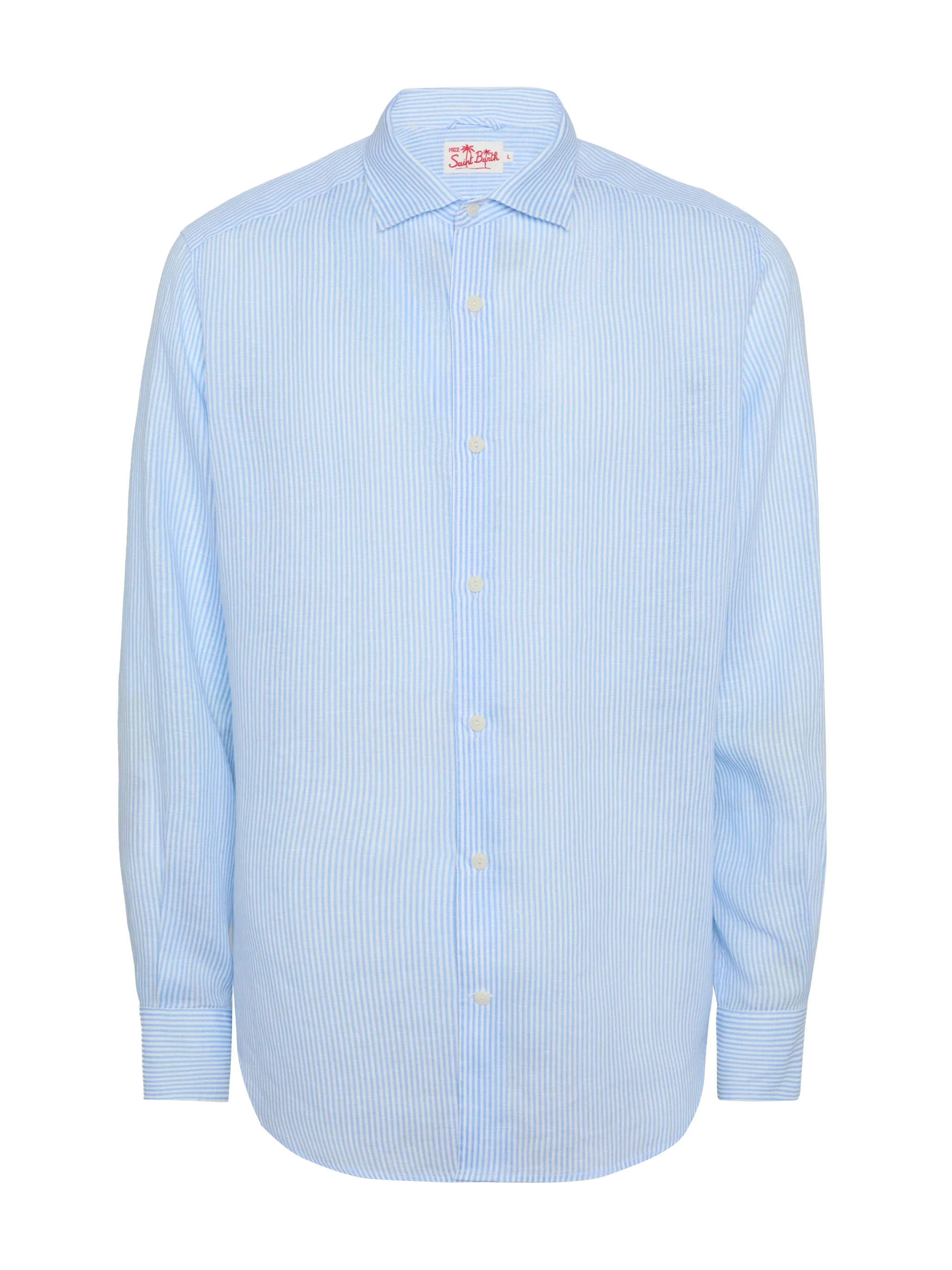 Light blue striped linen shirt Pamplona - Image 4