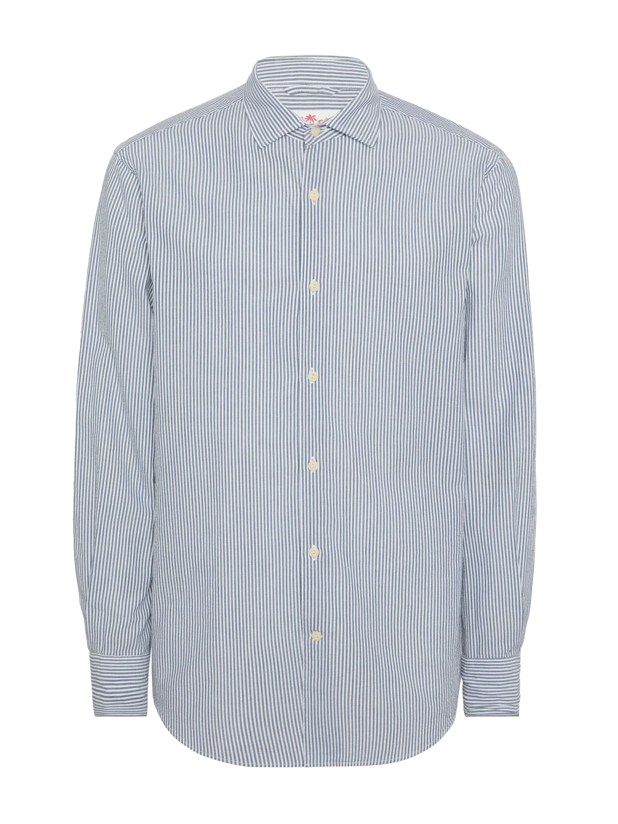 Light blue striped seersucker shirt Pamplona - Image 4