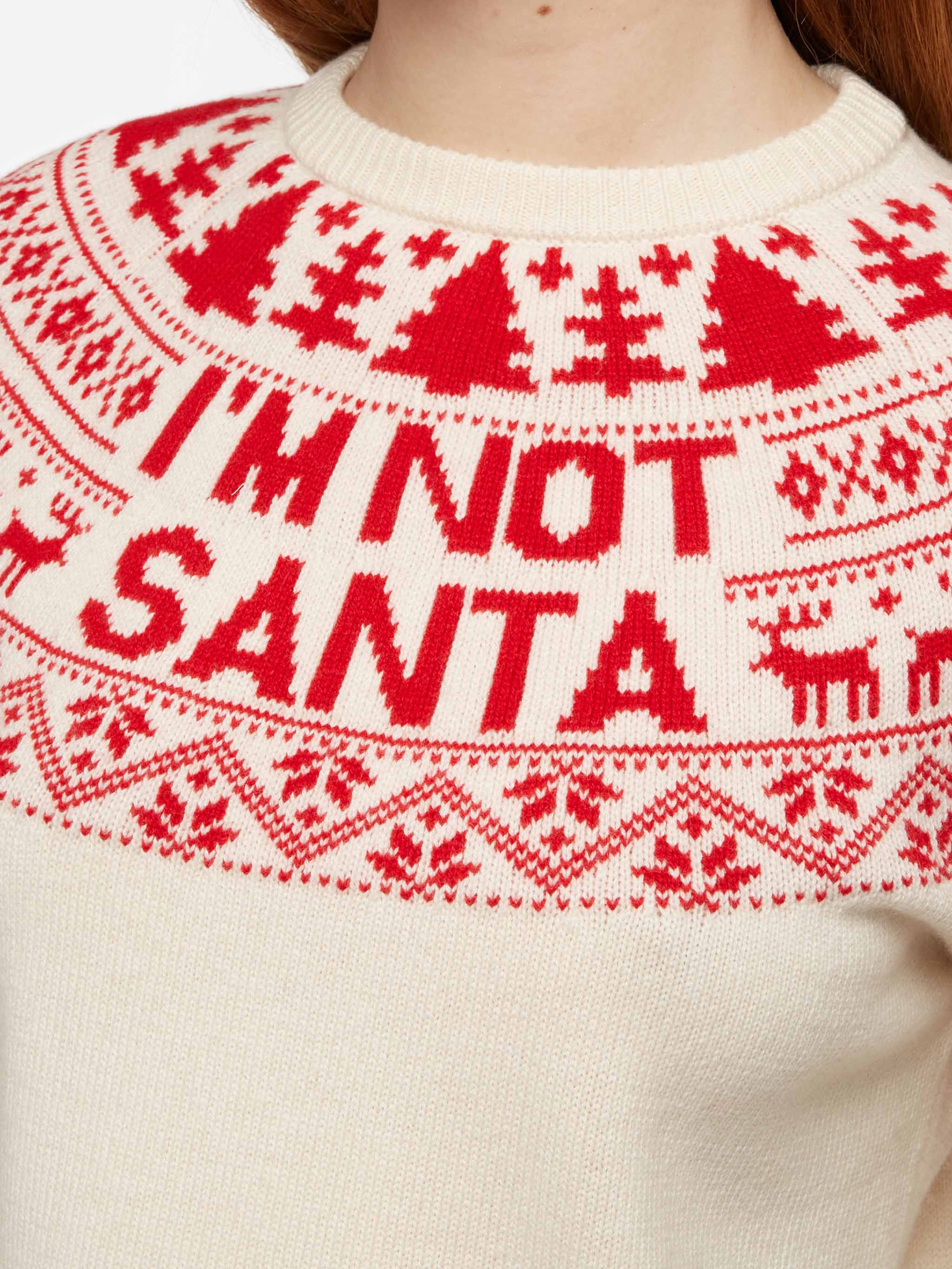 White sweater New Queen with I'm not Santa jacquard - Image 2