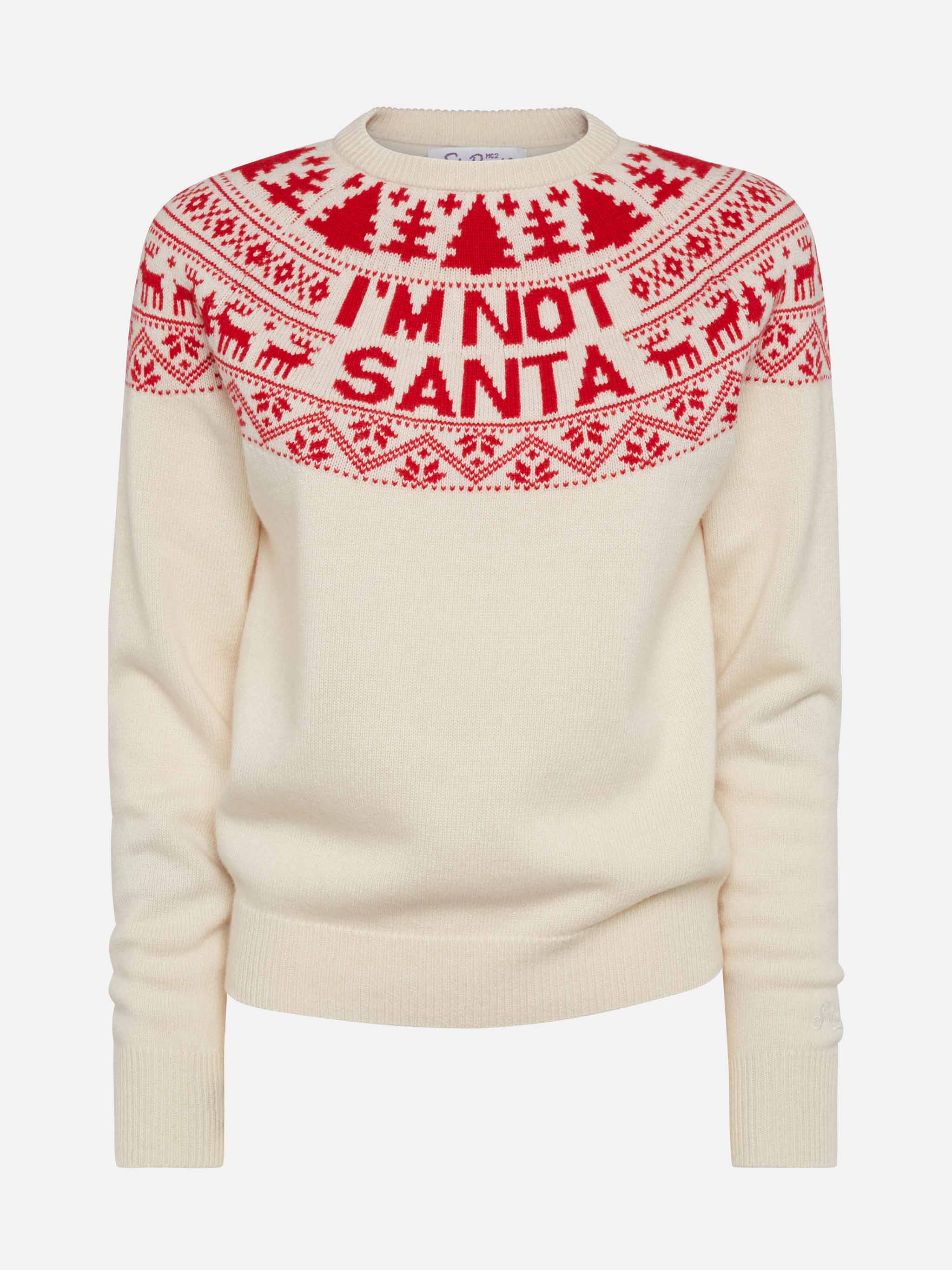 White sweater New Queen with I'm not Santa jacquard - Image 4