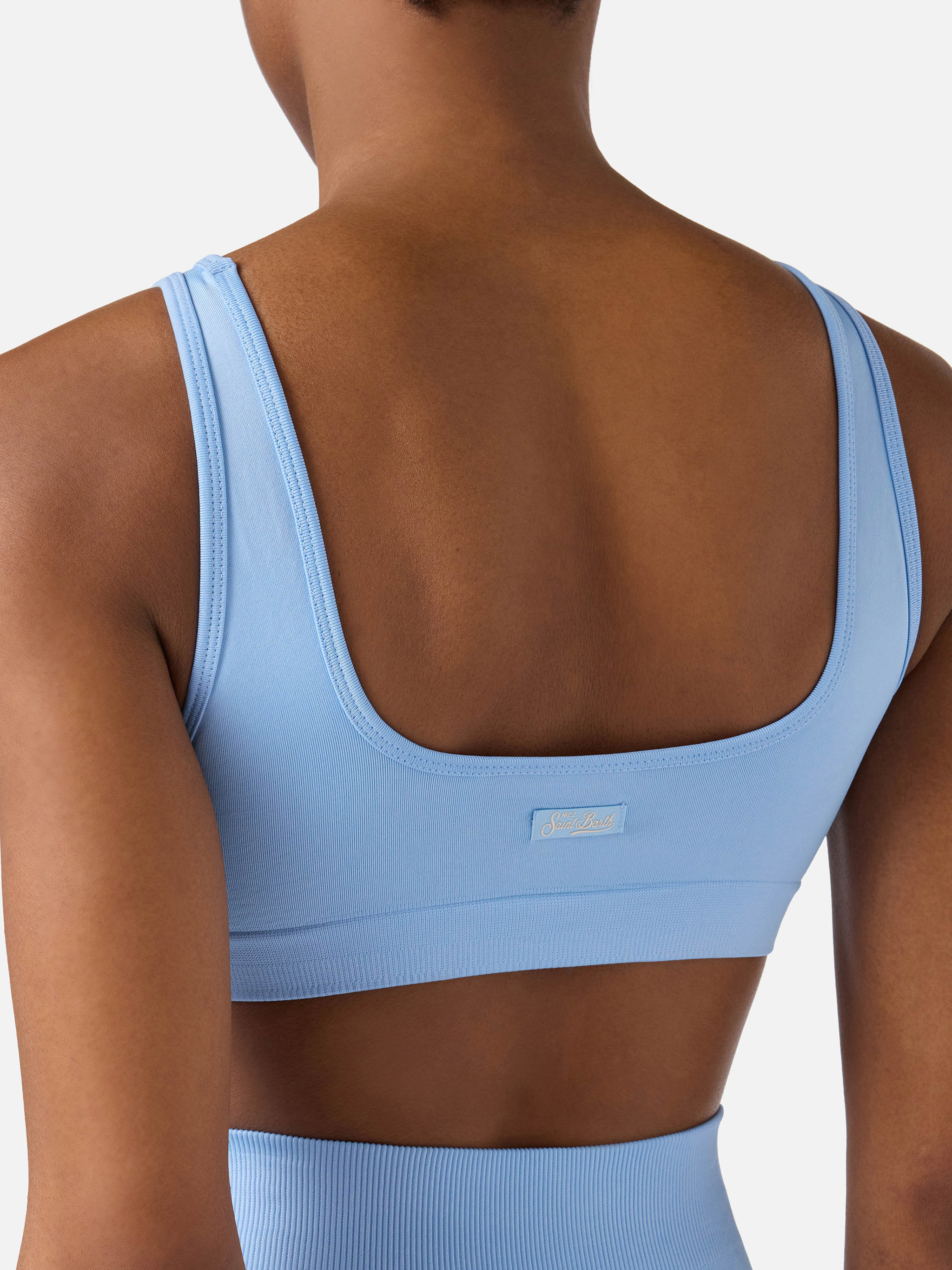 Light blue technical fabric Fify sports top with contrast trim - Image 5