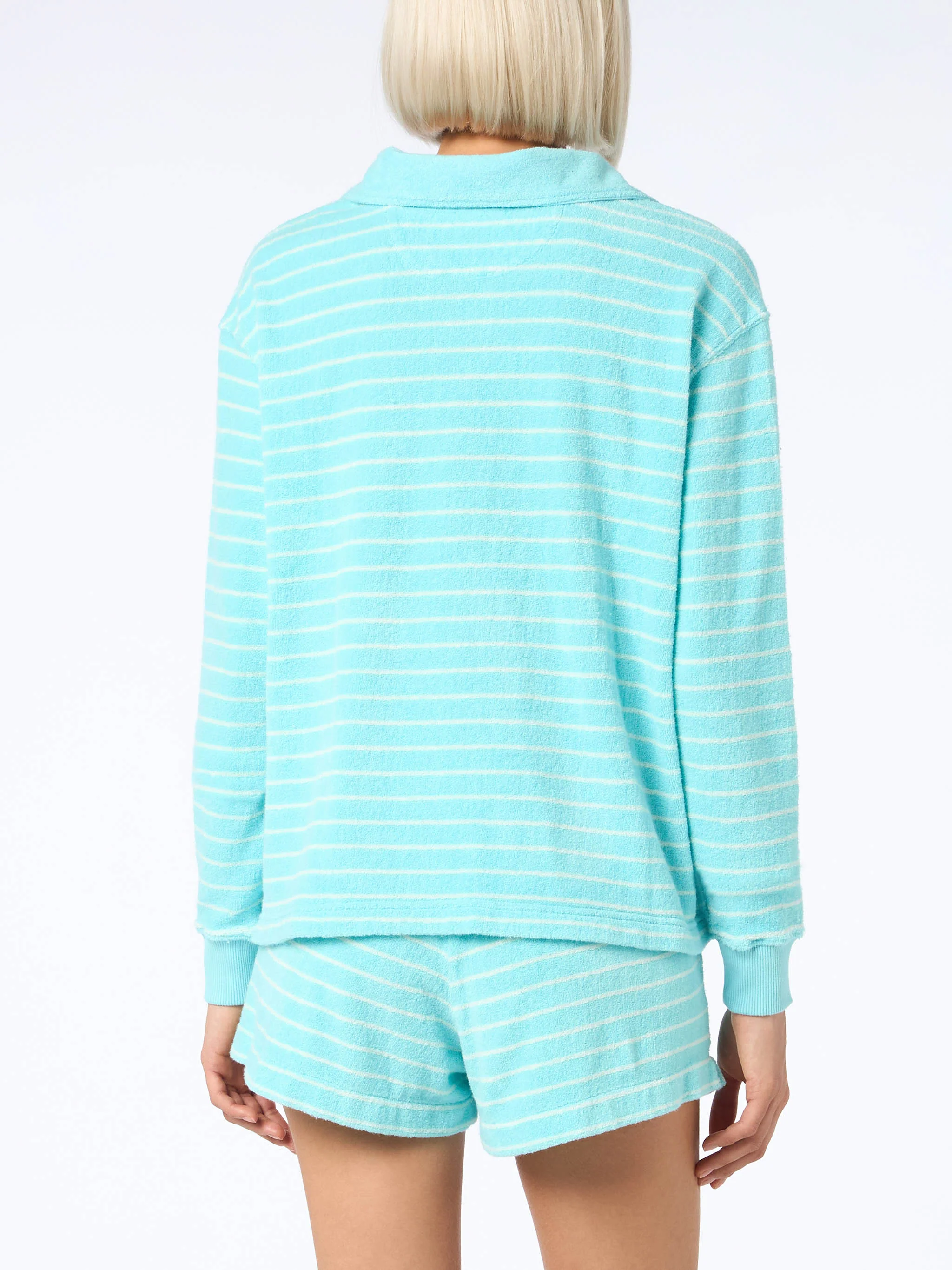 Light blue terry striped sweatshirt Magda - Image 3