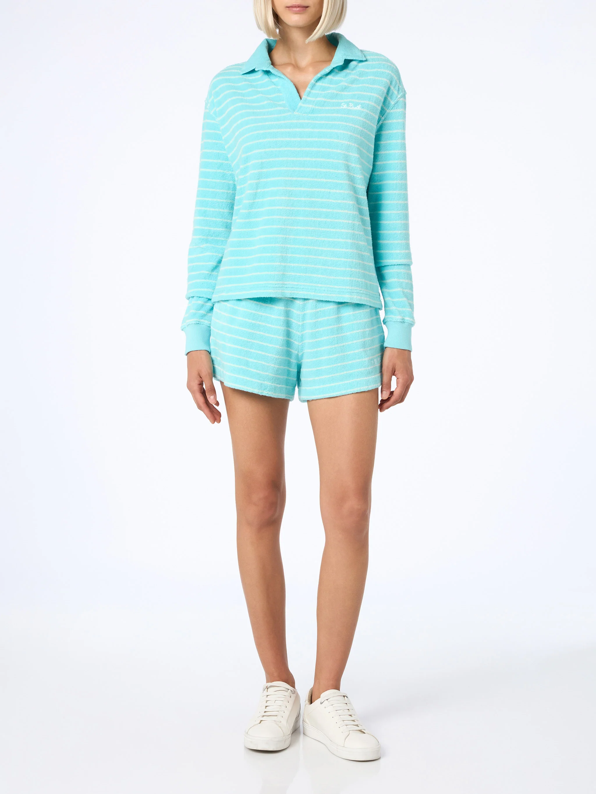 Light blue terry striped sweatshirt Magda - Image 5