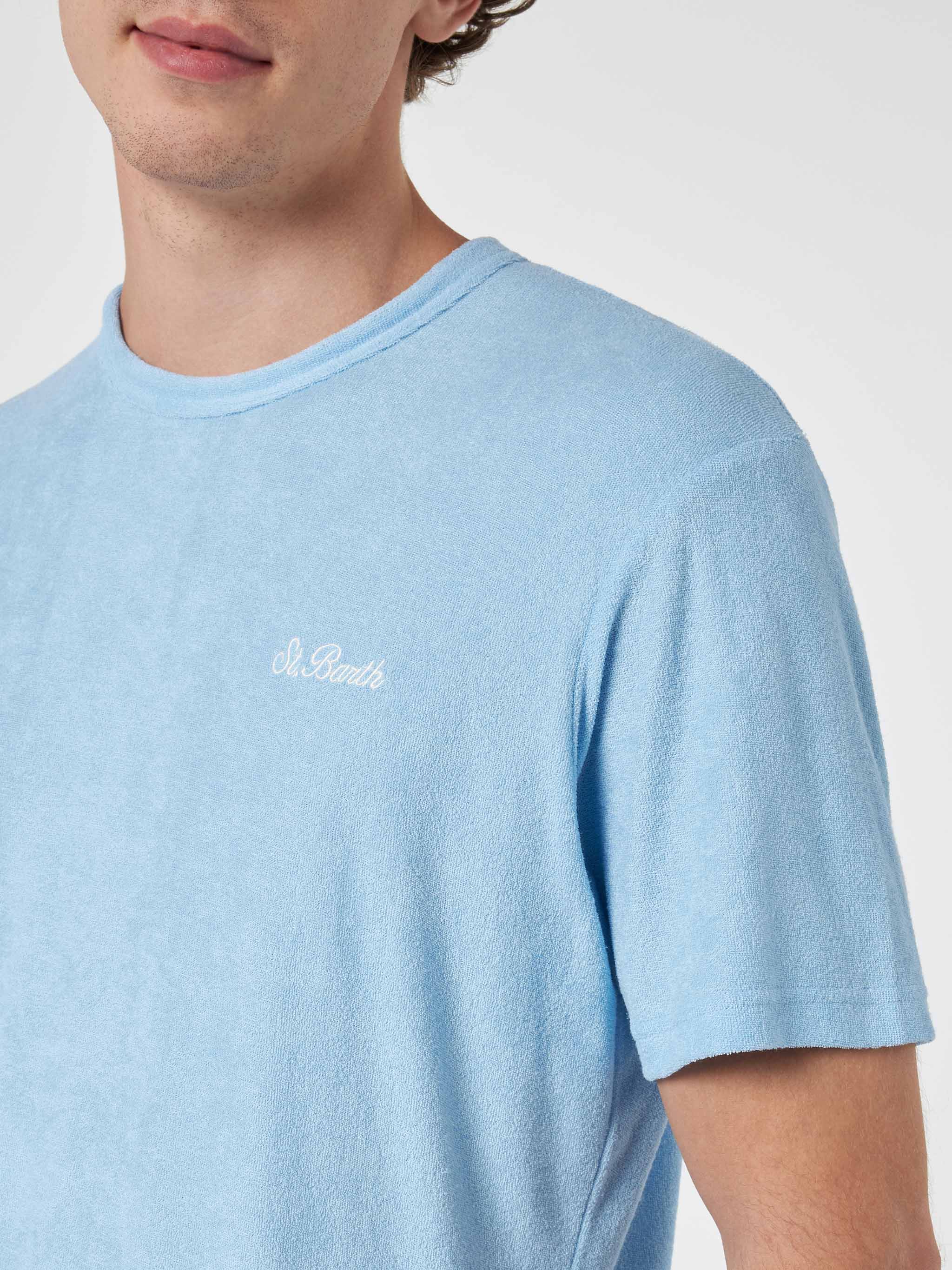 Light blue terry t-shirt Gary with St. Barth embroidery - Image 2