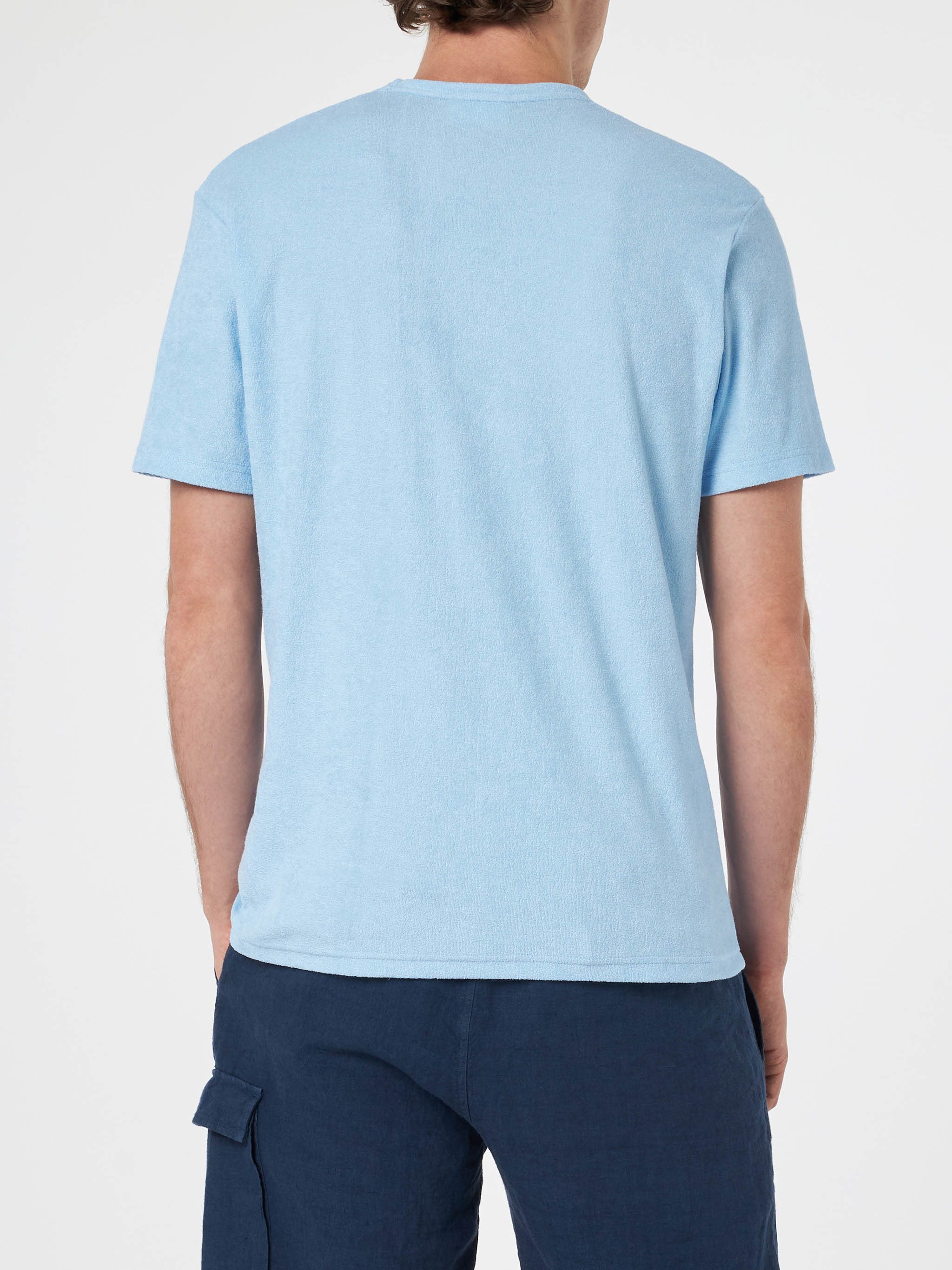 Light blue terry t-shirt Gary with St. Barth embroidery - Image 4