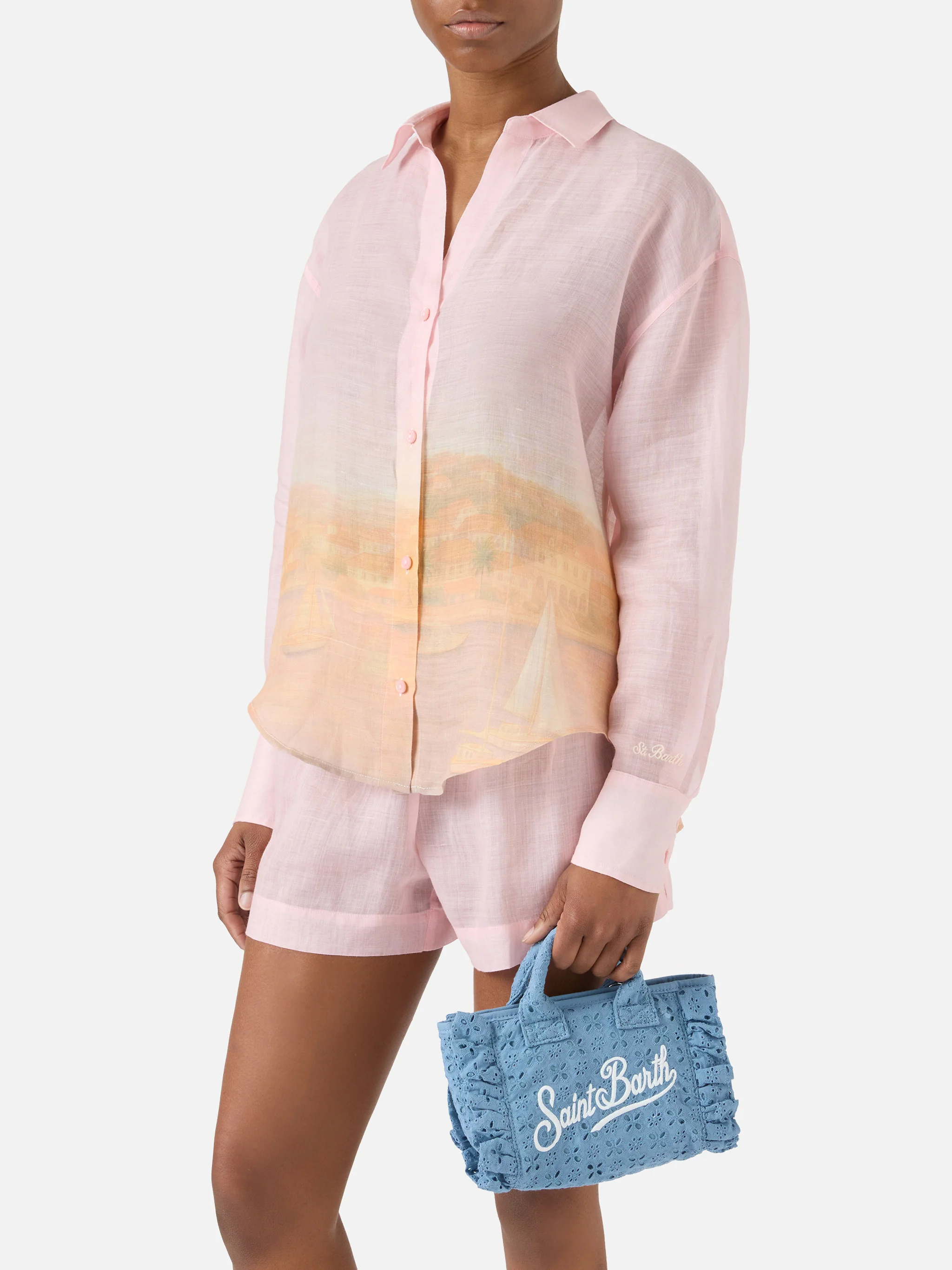 Light blue Vanity mini volant bag in broderie anglaise cotton - Image 2