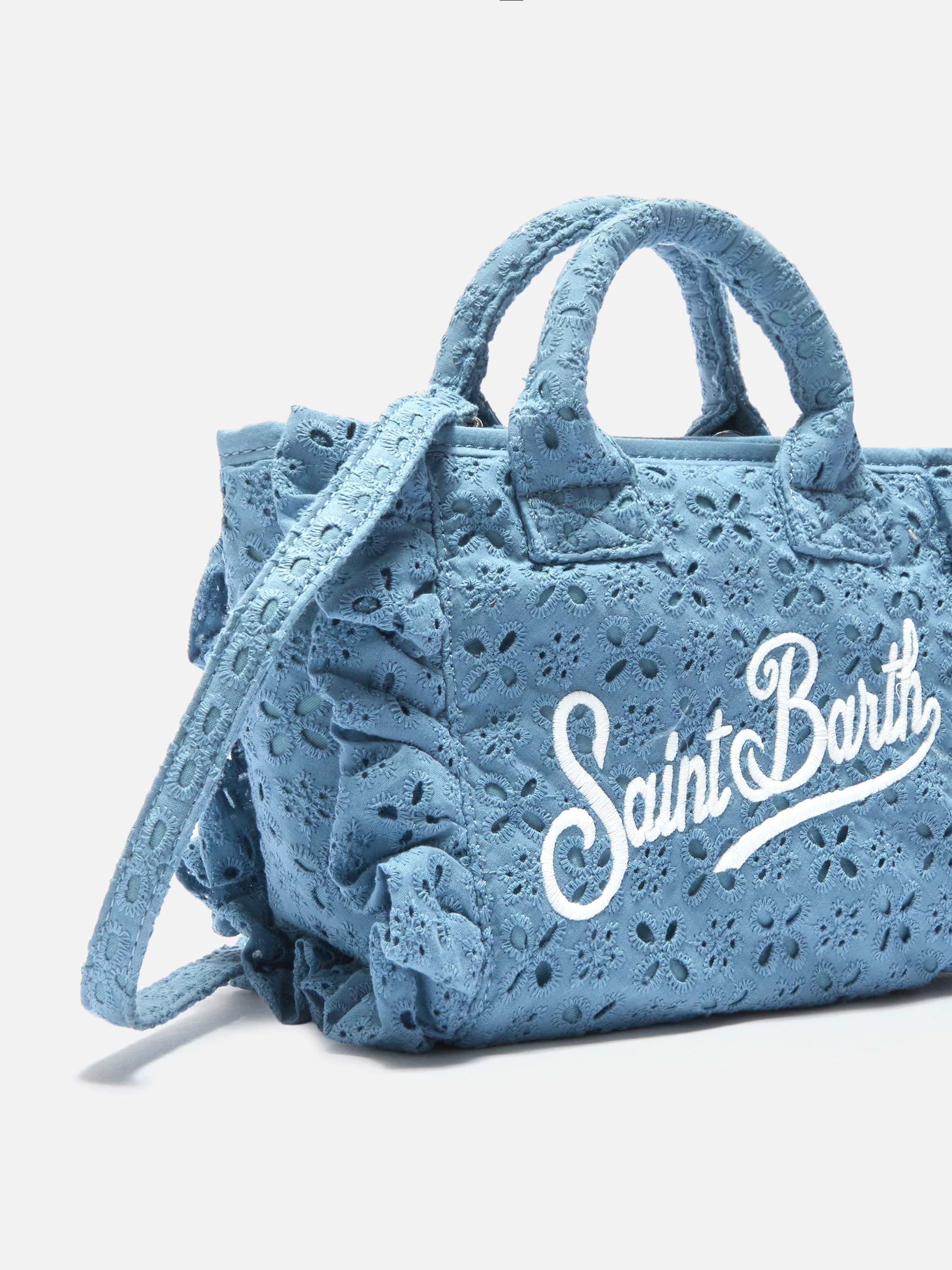Light blue Vanity mini volant bag in broderie anglaise cotton - Image 3