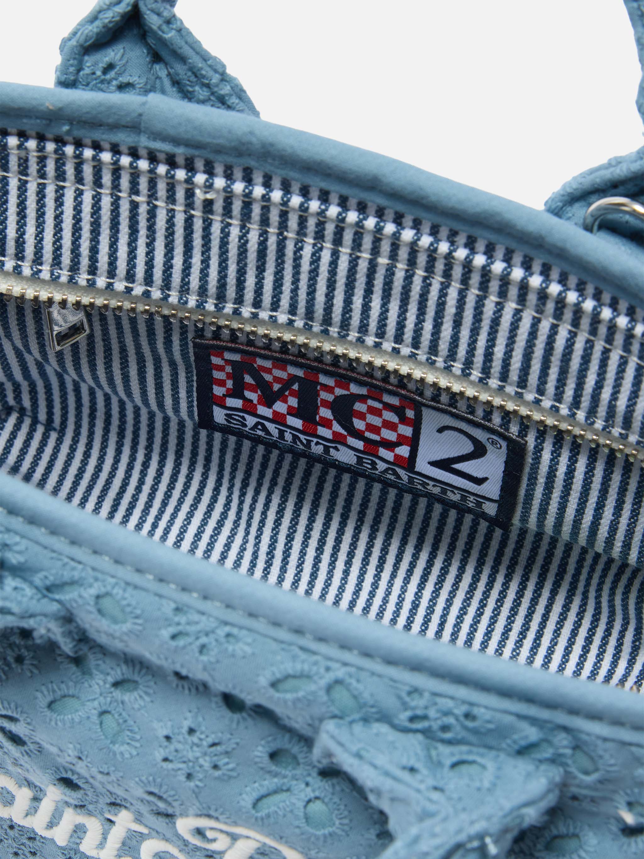 Light blue Vanity mini volant bag in broderie anglaise cotton - Image 5