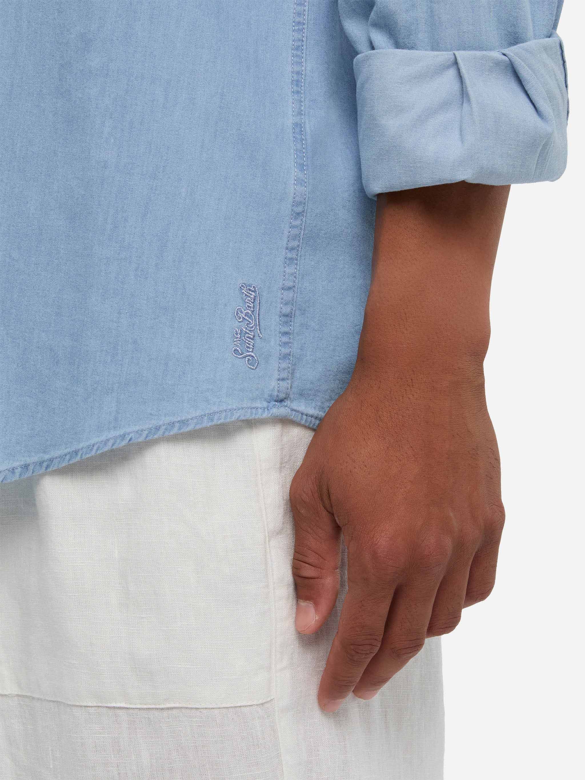 Light denim blue chambray shirt Pamplona - Image 2
