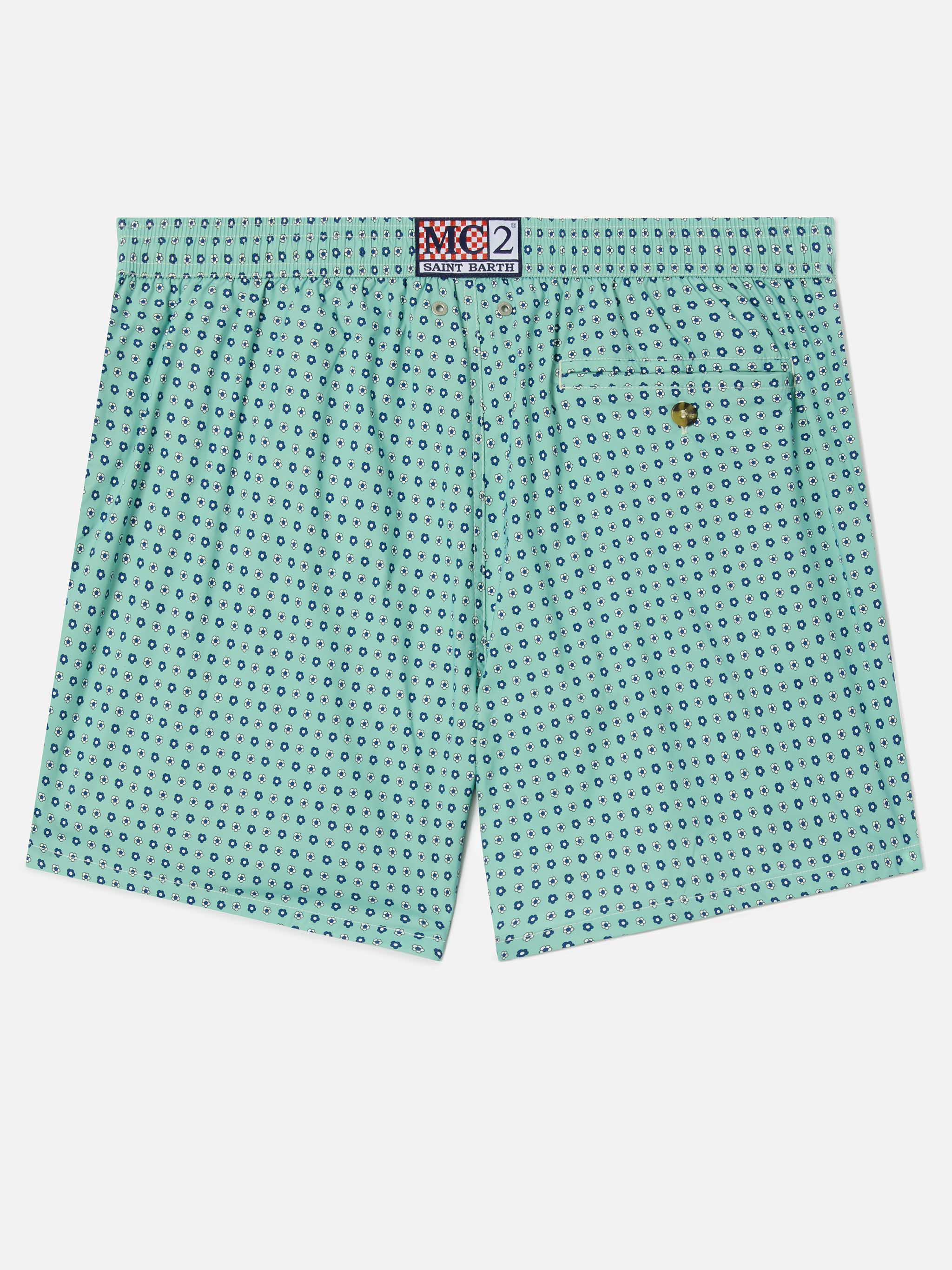 Light green Lighting Micro swim shorts with all-over geometric print - Image 2