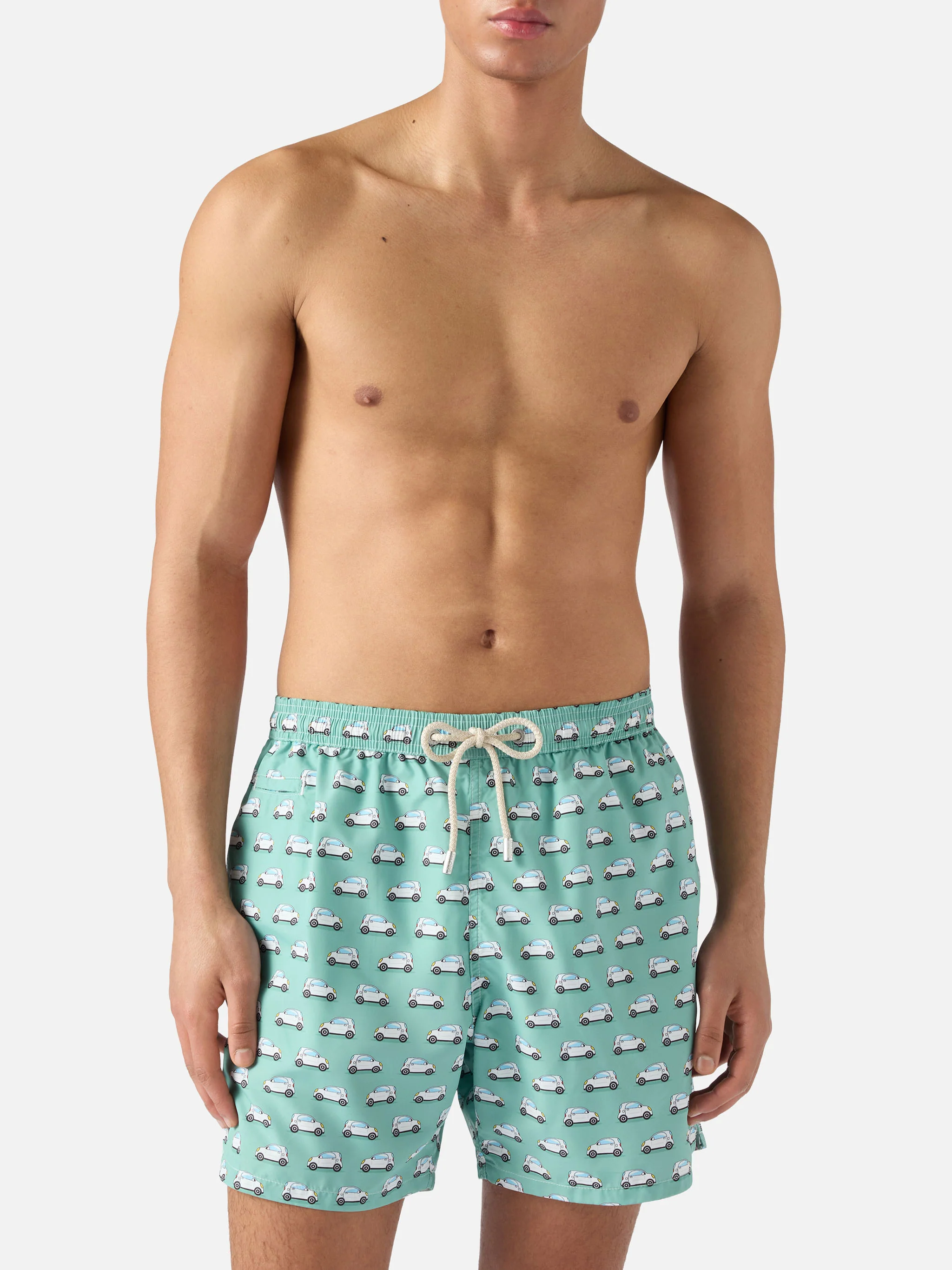 Light green Lighting Micro swim shorts with mini cars print - Image 3