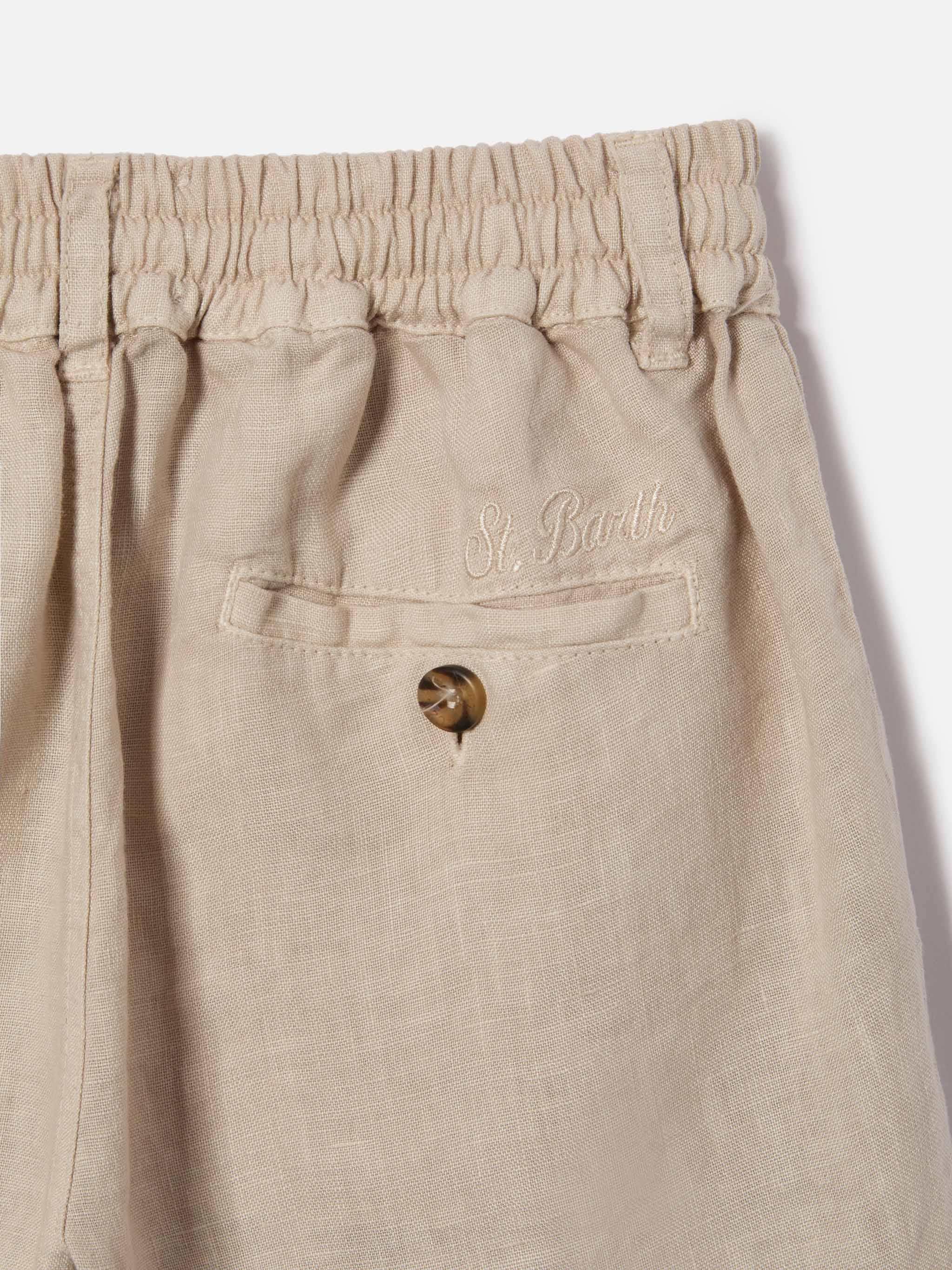 Light grey Ischia Jr shorts in linen - Image 3