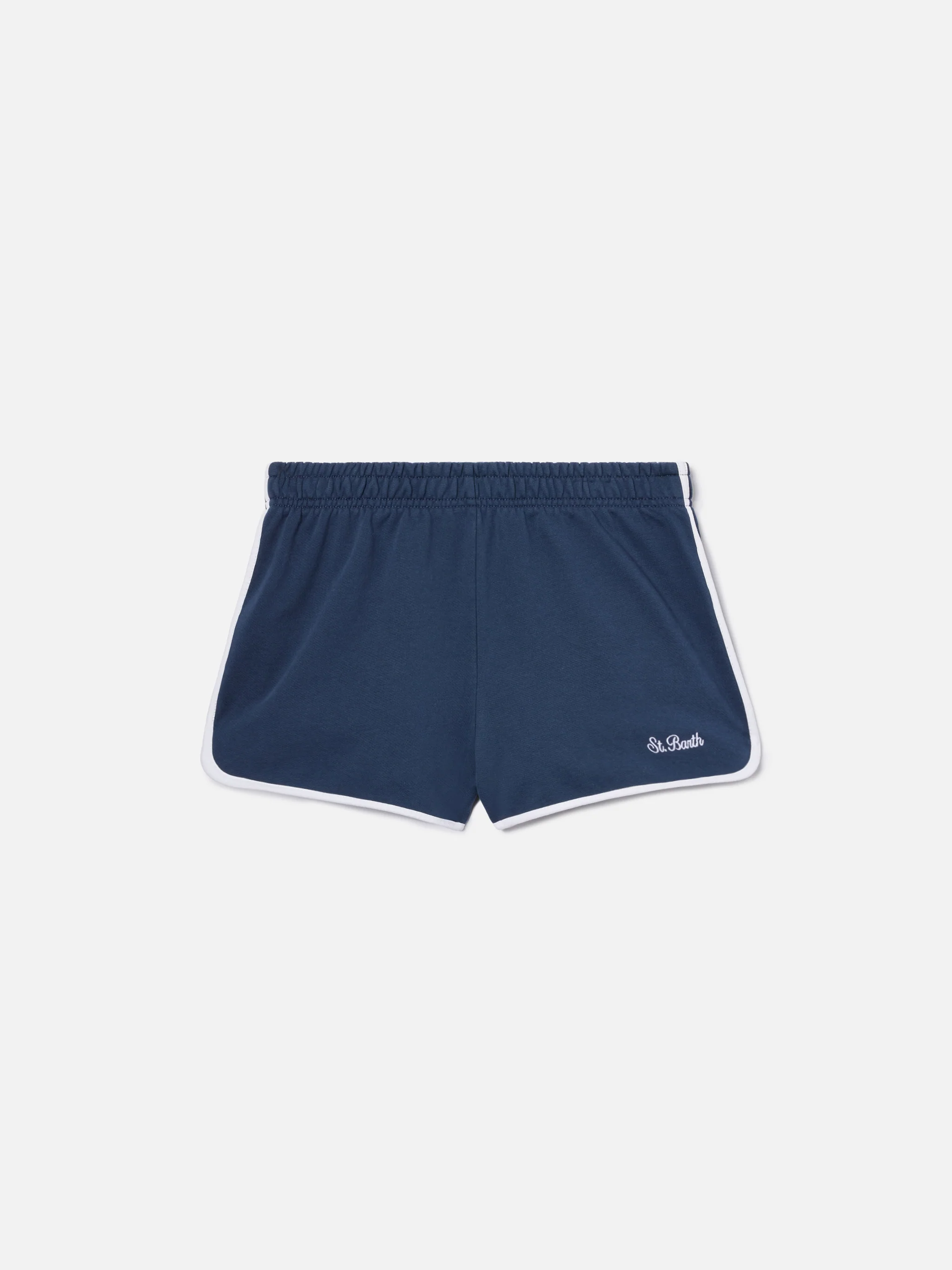 Light navy blue Francine cotton shorts with contrast trims - Image 5
