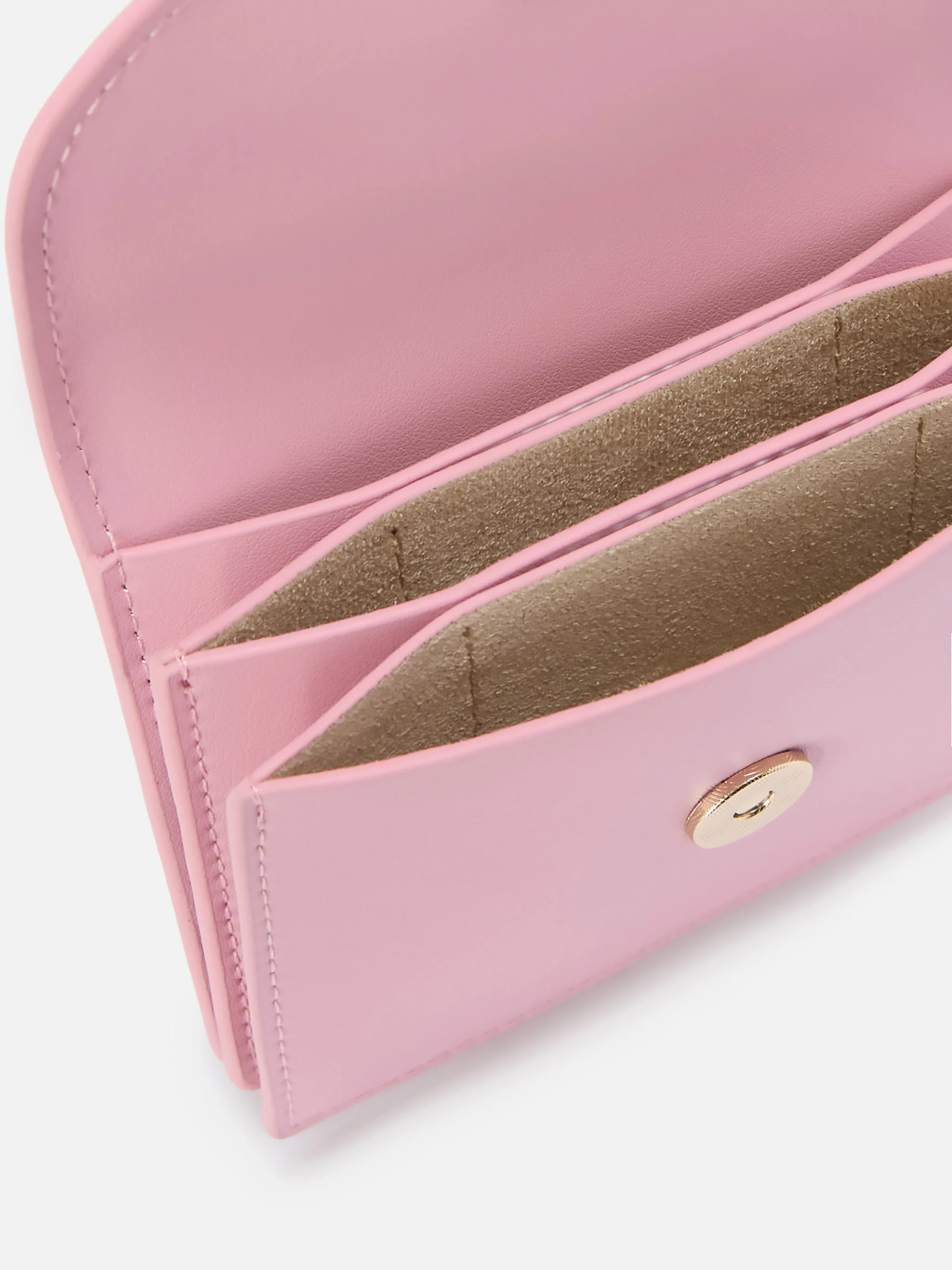 Light pink smooth leather card holder with metal logo - Image 2