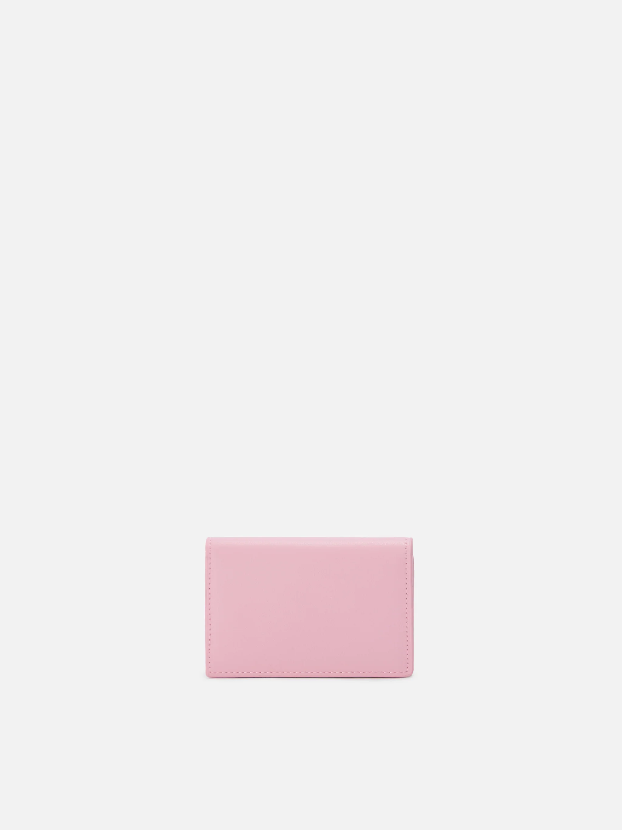 Light pink smooth leather card holder with metal logo - Image 3
