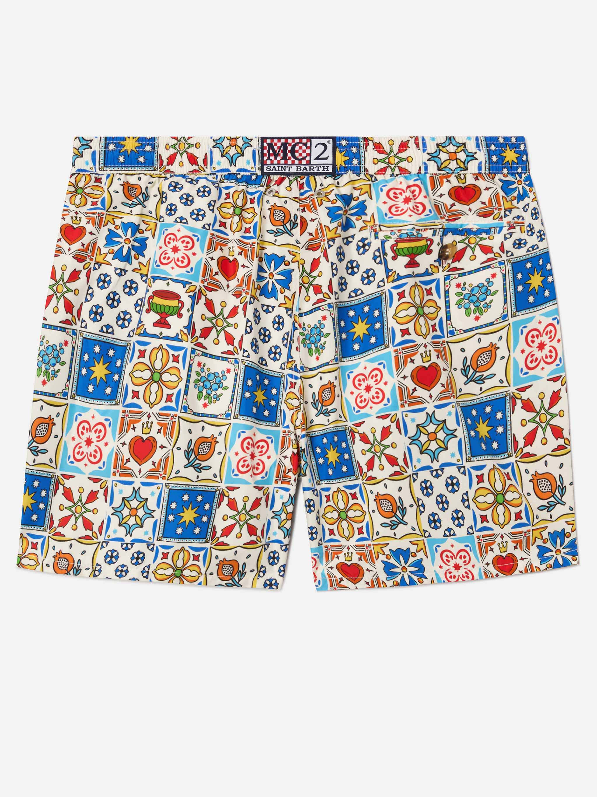 Lighting 70 swim shorts with multicolor majolica print - Image 2