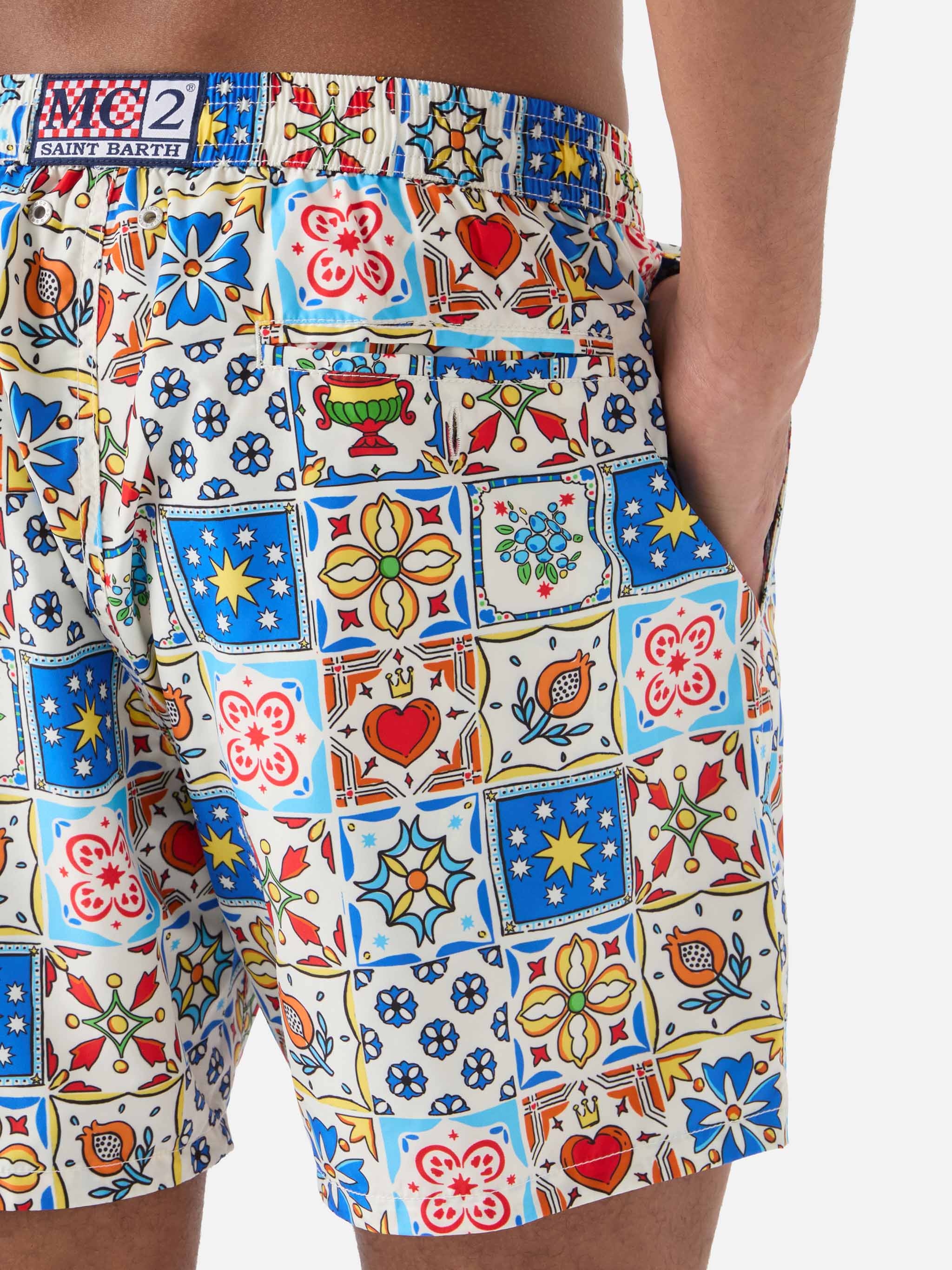 Lighting 70 swim shorts with multicolor majolica print - Image 6