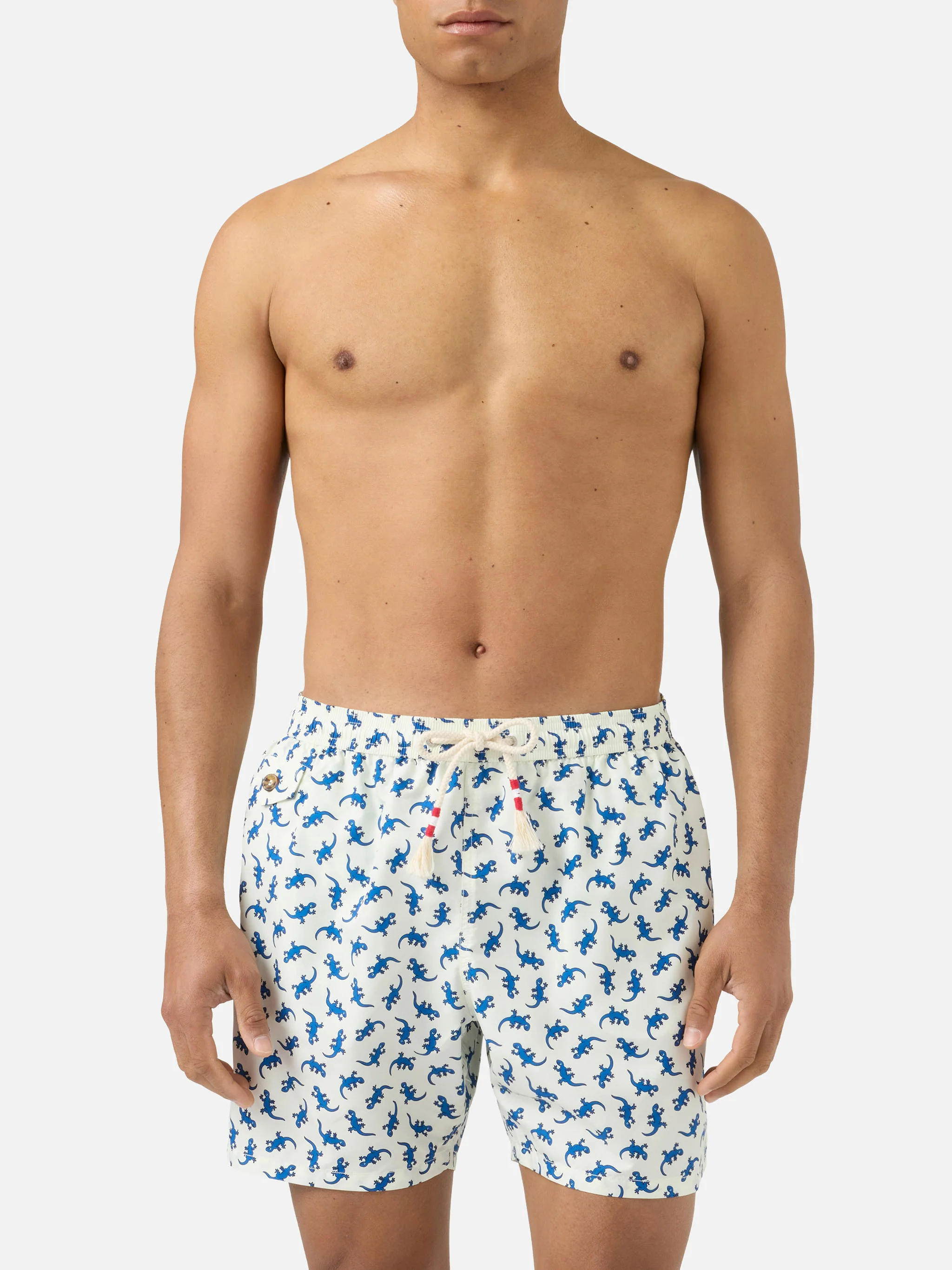 Lighting 70 white swim shorts with all-over gecko print - Image 3