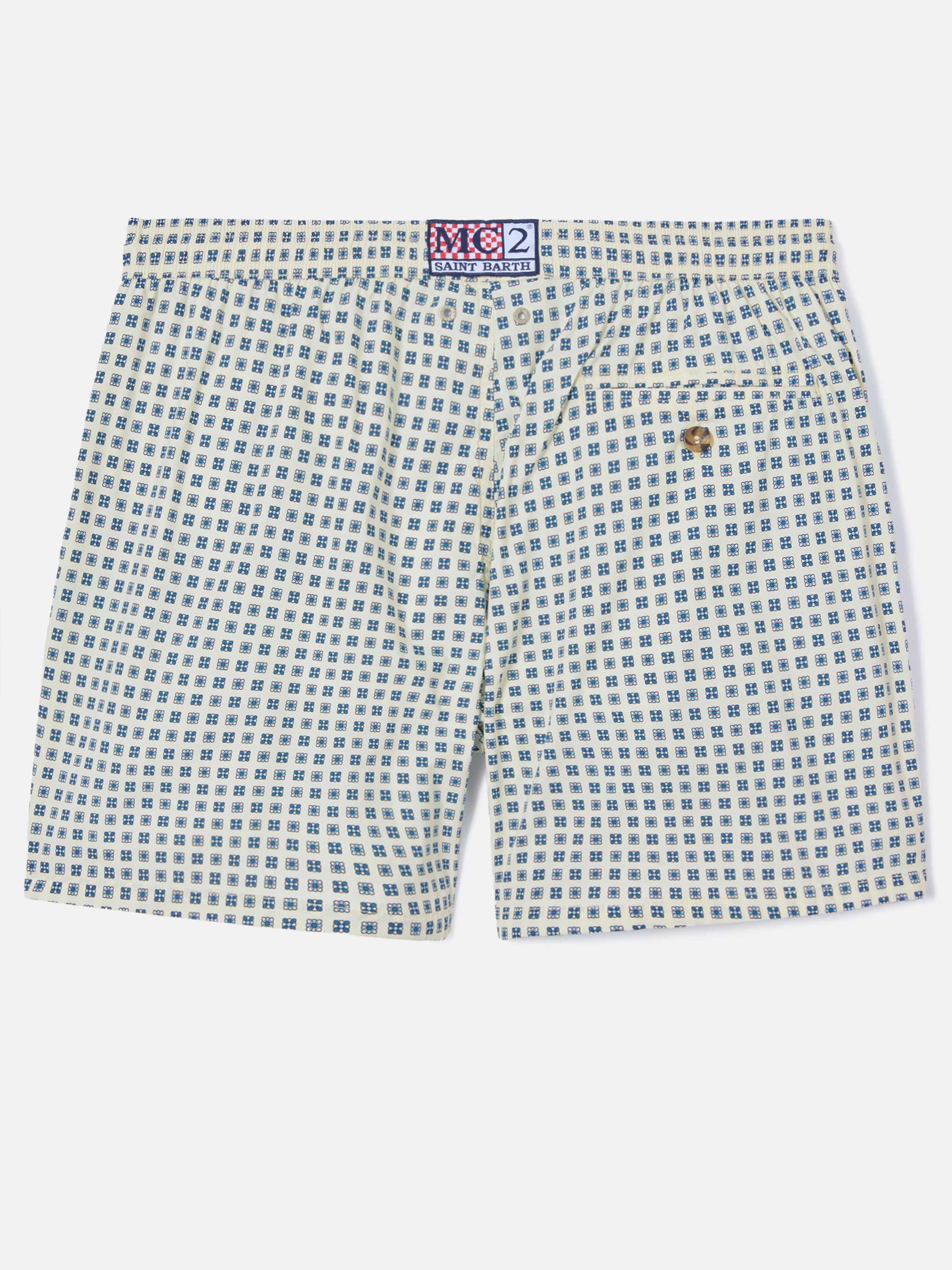 Lighting Micro white swim shorts with all-over geometric print - Image 2