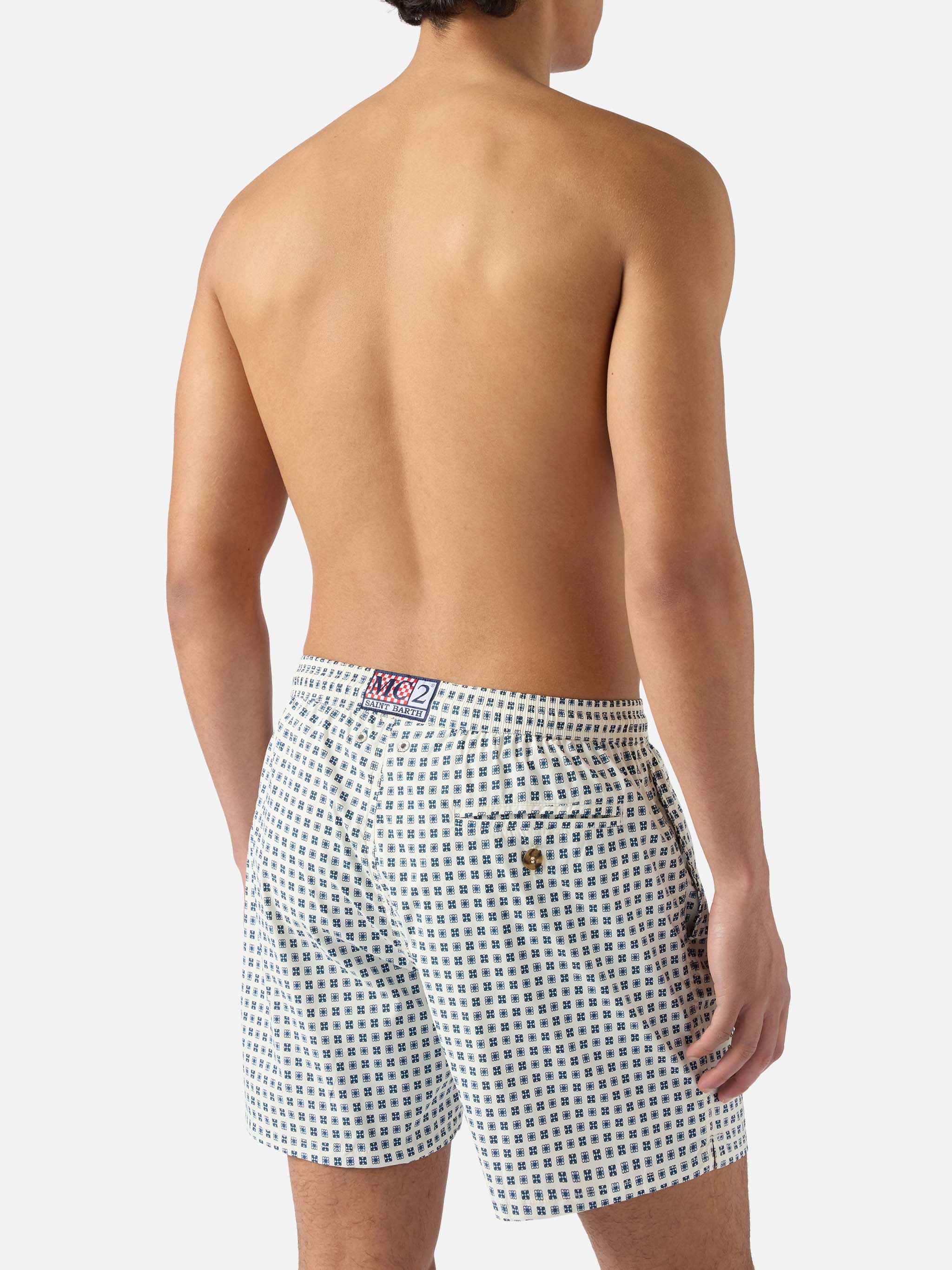 Lighting Micro white swim shorts with all-over geometric print - Image 5