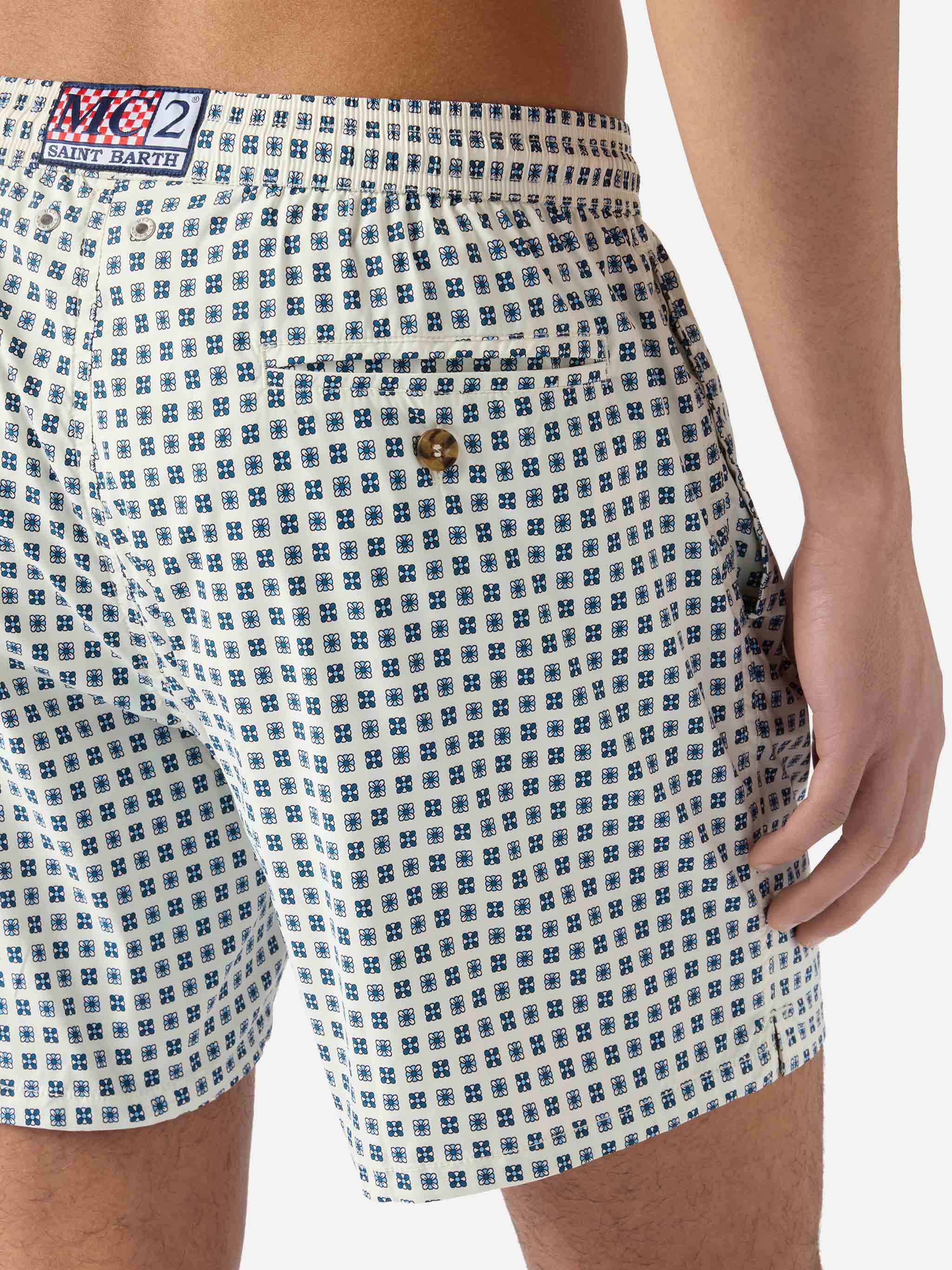 Lighting Micro white swim shorts with all-over geometric print - Image 6