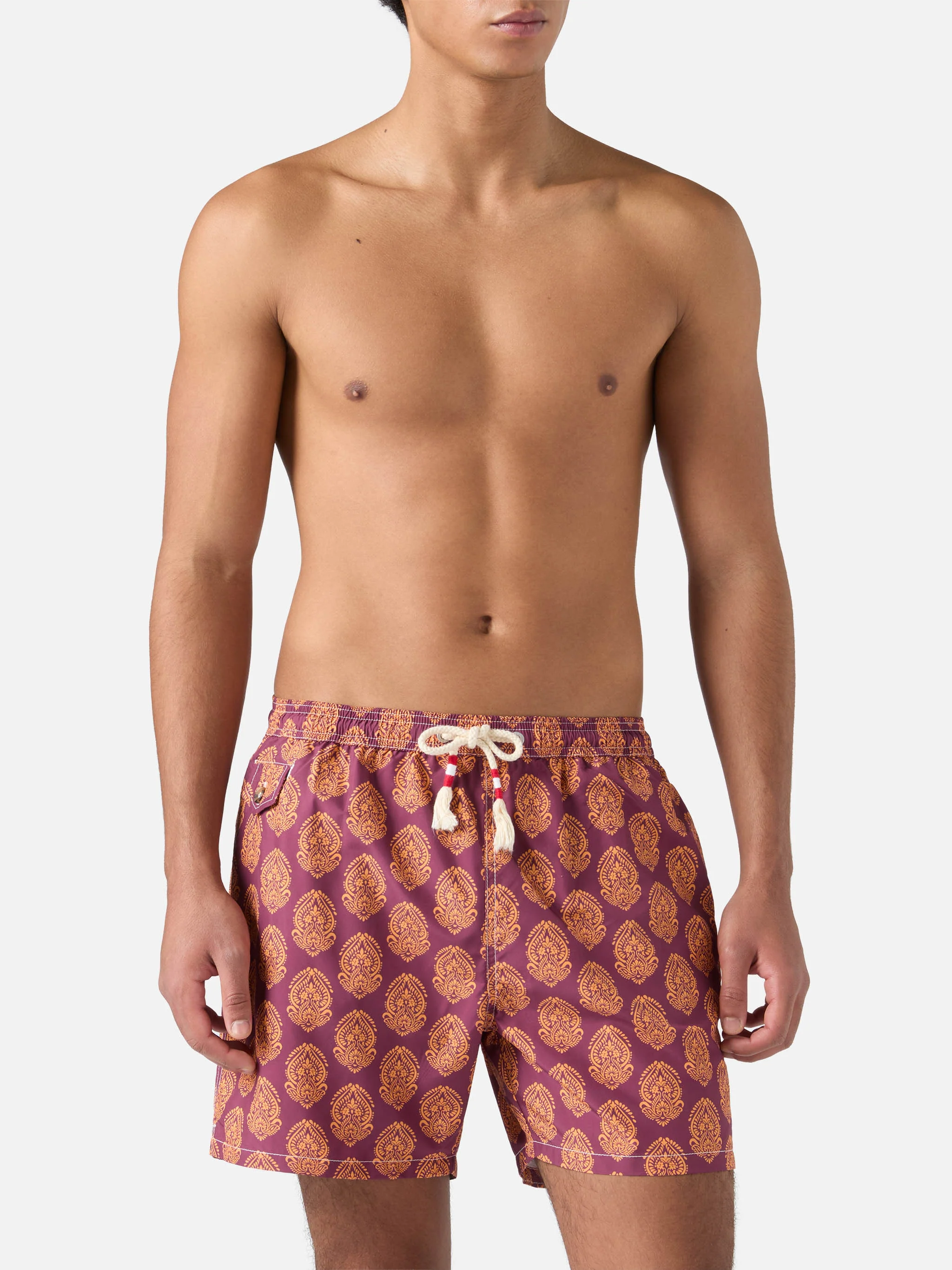 Lightweight fabric swim-shorts Lighting 70 with indian print - Image 3