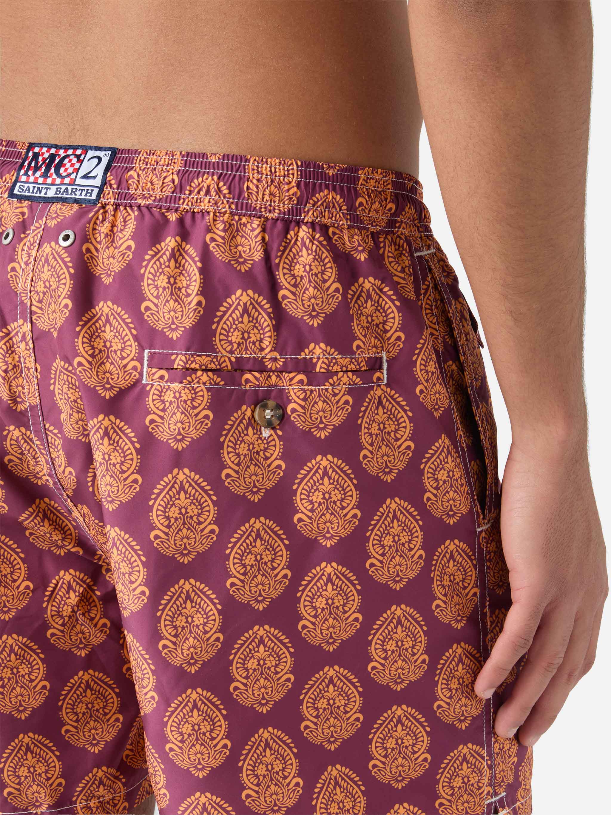 Lightweight fabric swim-shorts Lighting 70 with indian print - Image 6