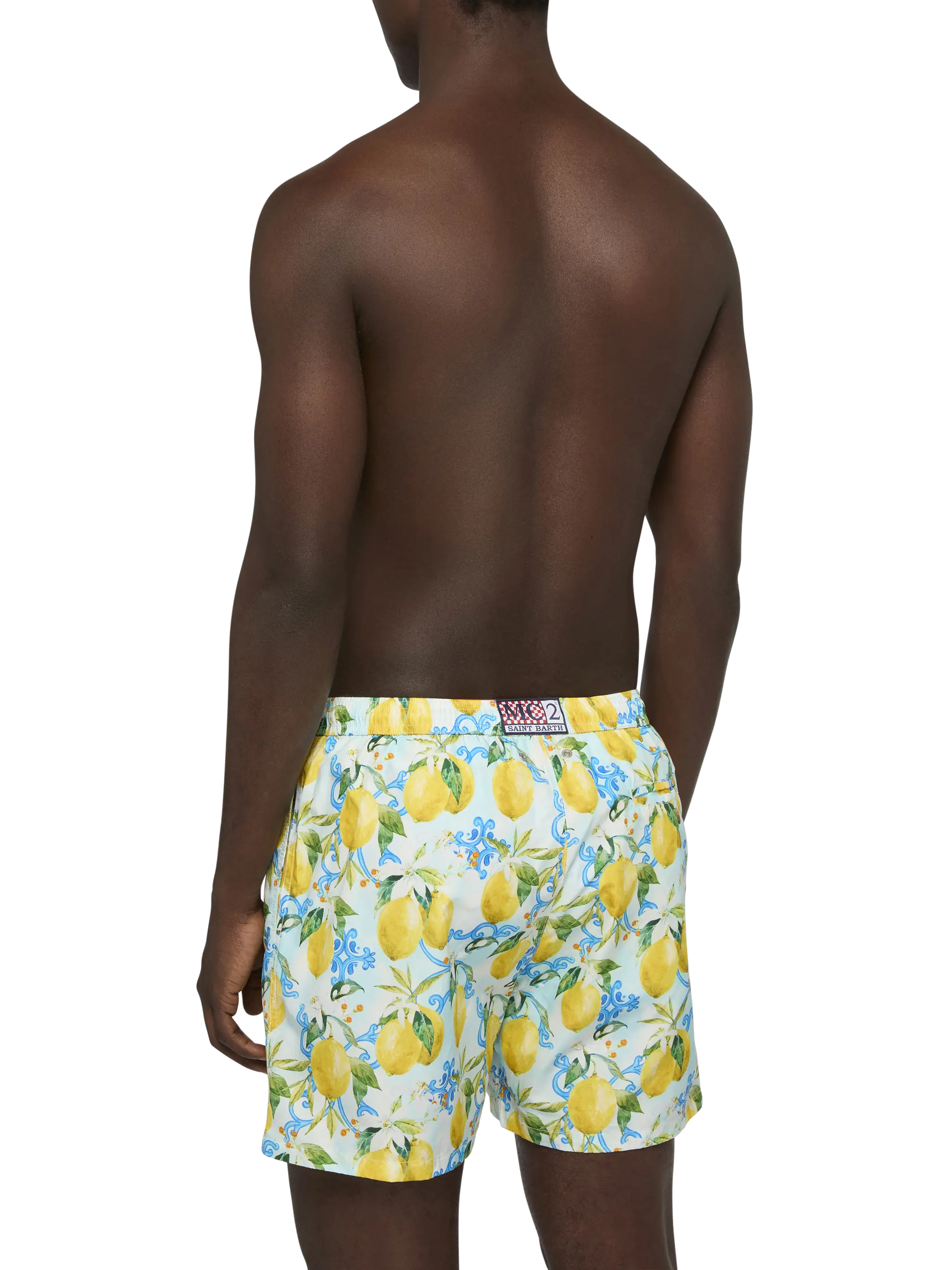 Lightweight fabric swim-shorts Lighting 70 with majolica print - Image 5