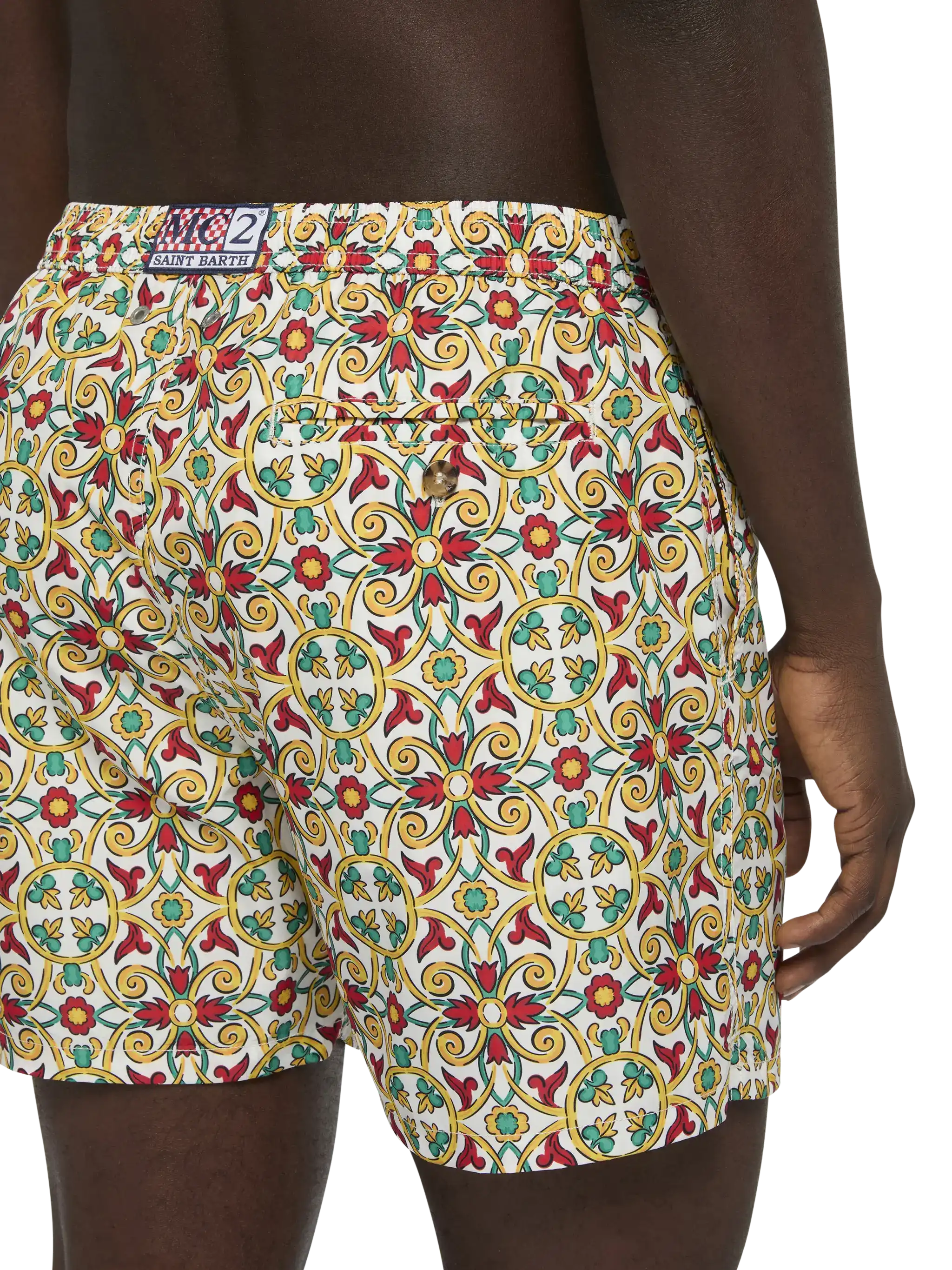 Lightweight fabric swim-shorts Lighting 70 with majolica print - Image 6