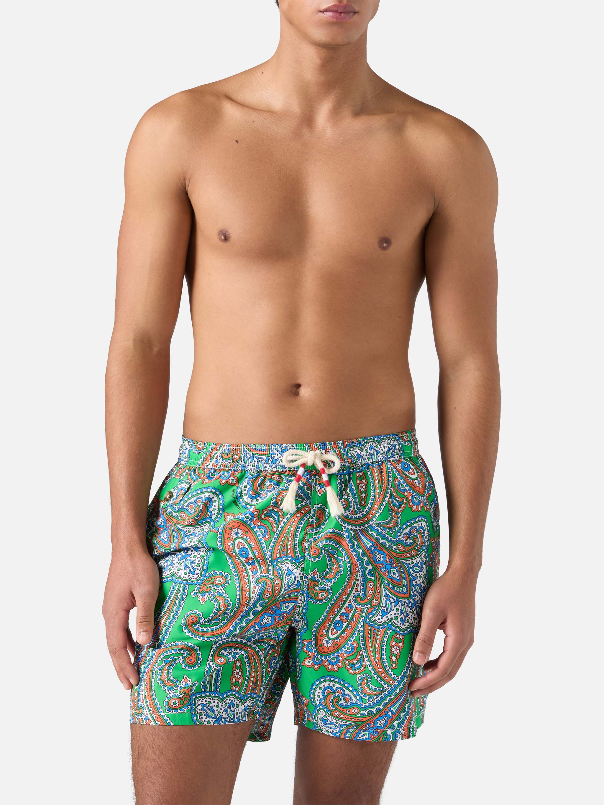Lightweight fabric swim-shorts Lighting 70 with paisley print - Image 3
