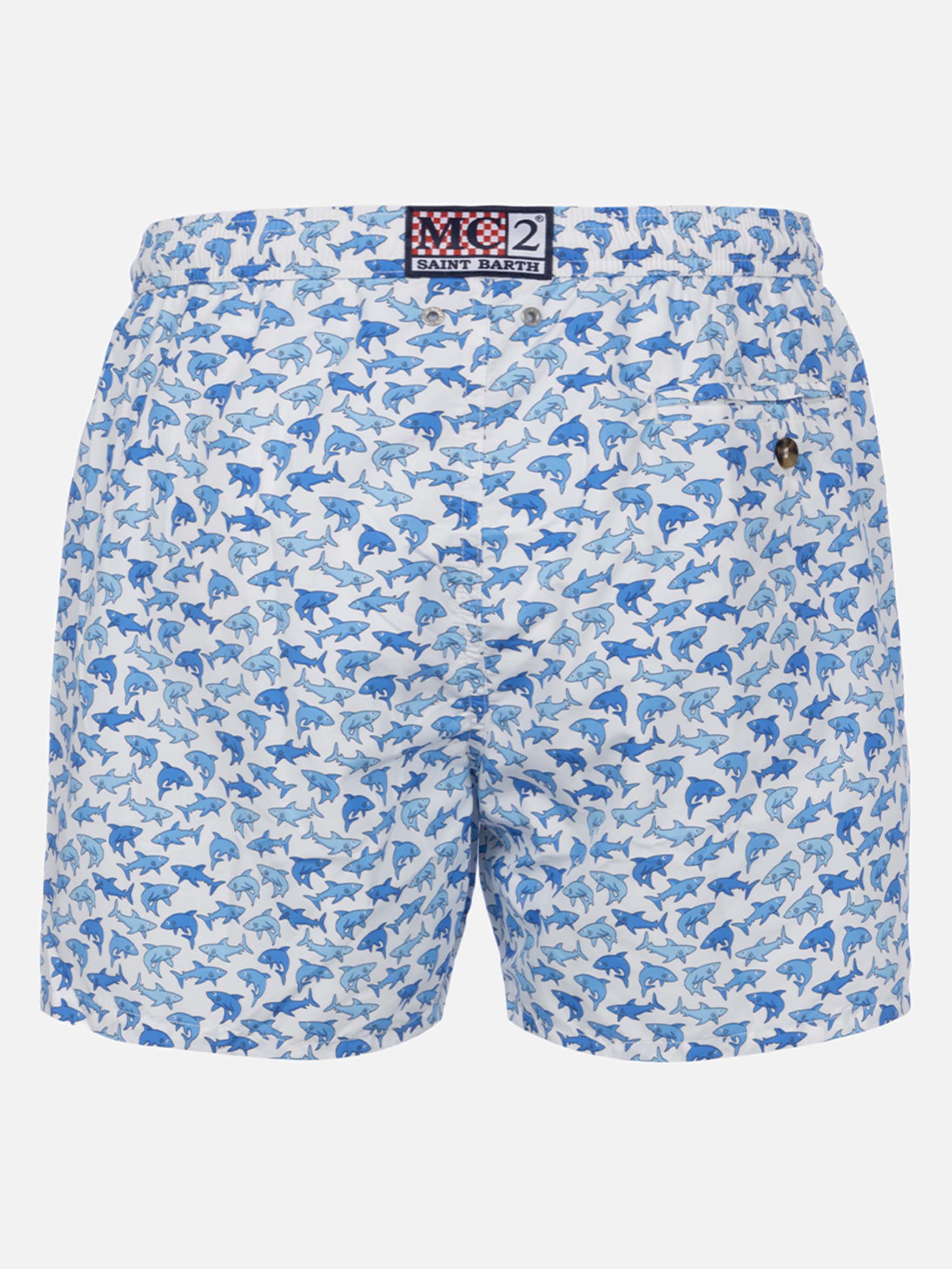 Lightweight fabric swim-shorts Lighting 70 with shark print - Image 2