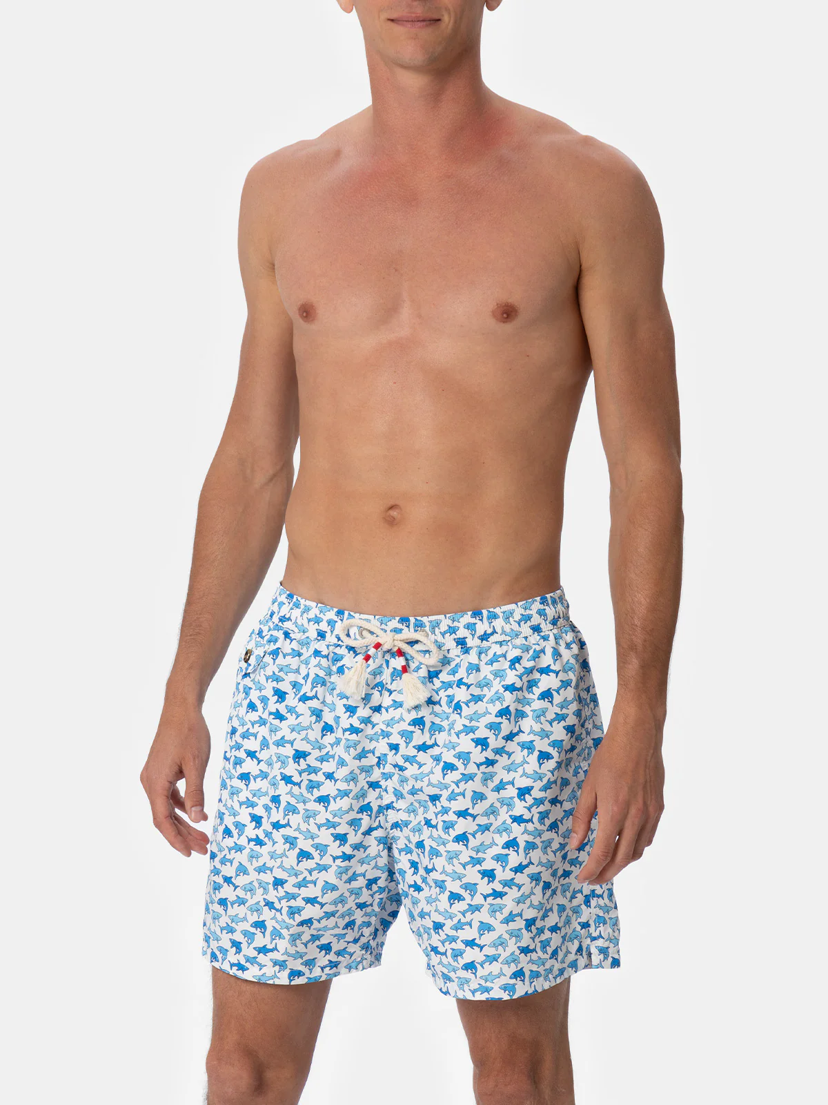 Lightweight fabric swim-shorts Lighting 70 with shark print - Image 4