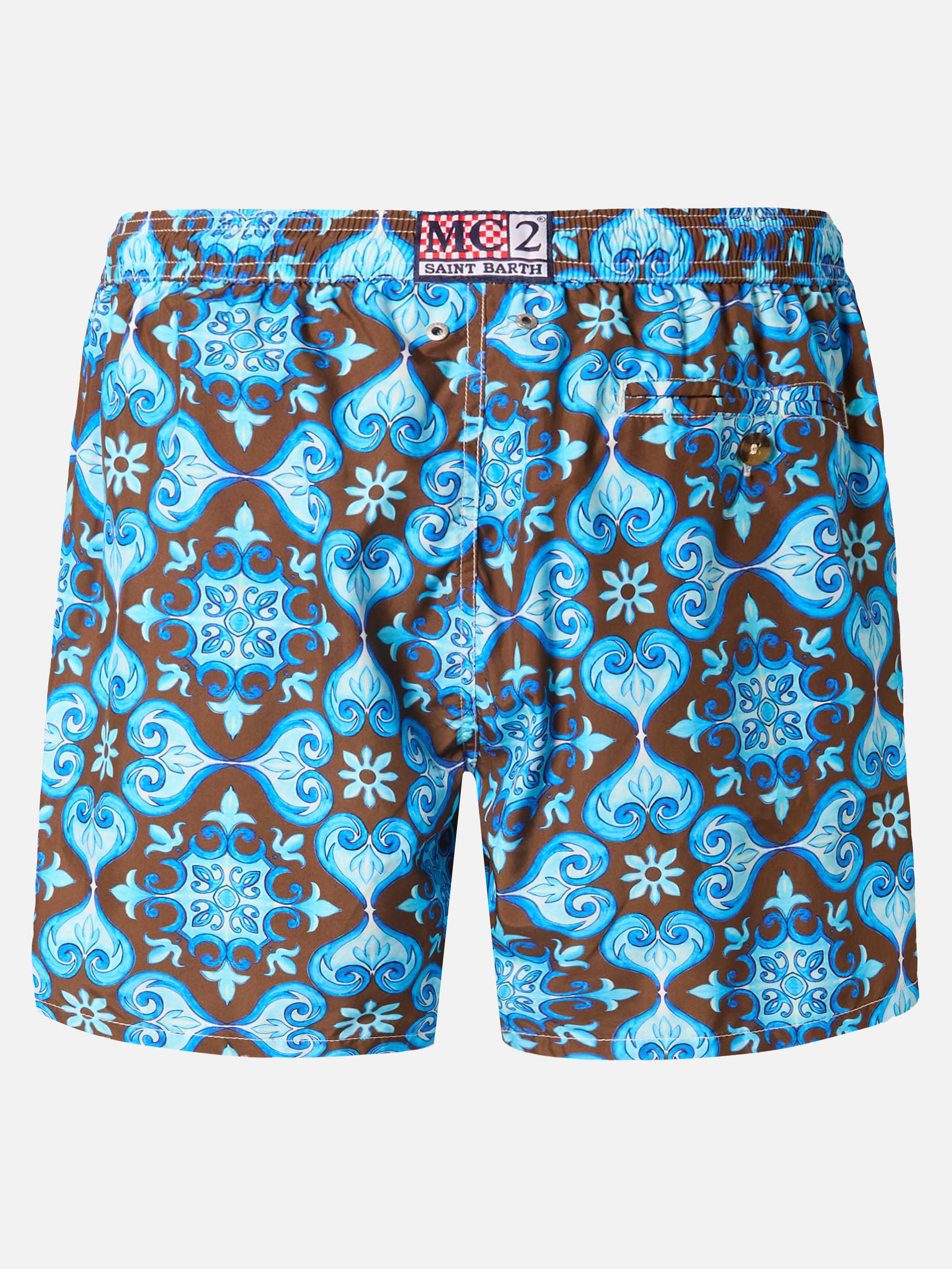 Lightweight fabric swim-shorts Lighting 70 with tile pattern - Image 2