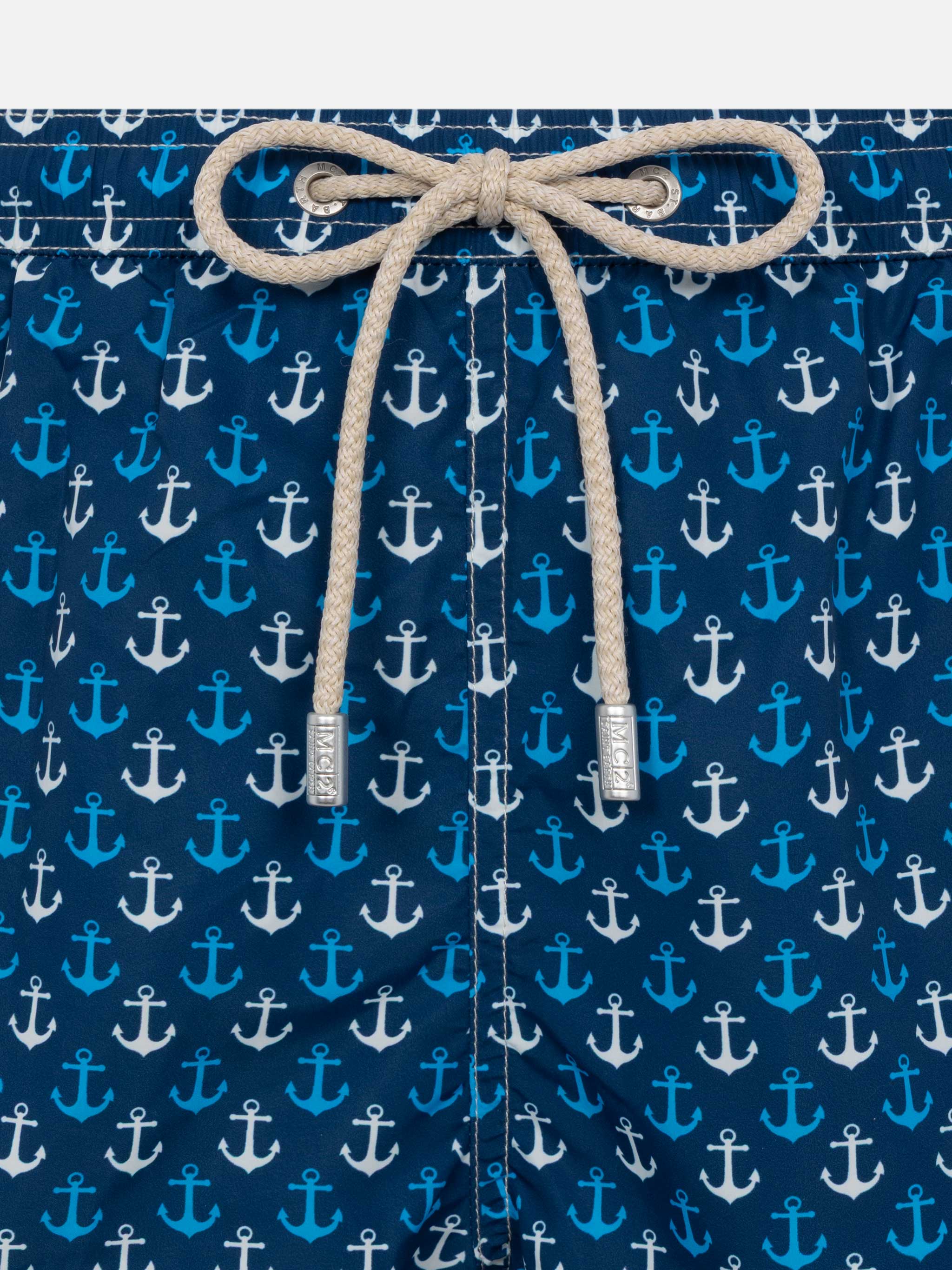 Lightweight fabric swim shorts Lighting with anchor print - Image 3