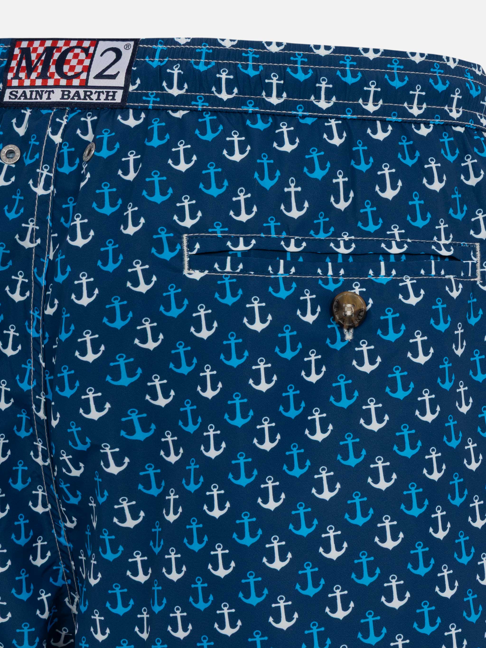 Lightweight fabric swim shorts Lighting with anchor print - Image 4