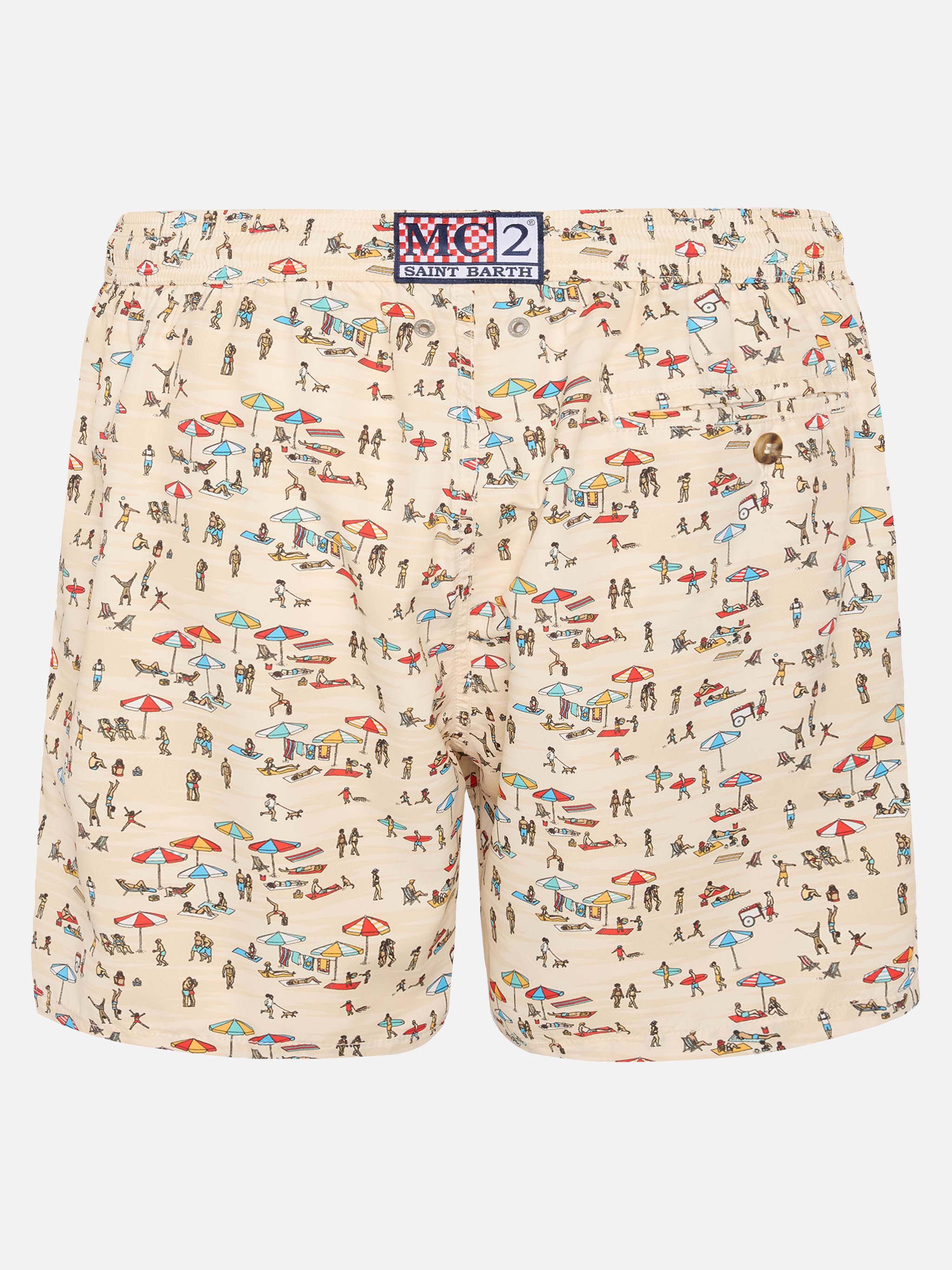 Lightweight fabric swim shorts Lighting with beach people print - Image 2