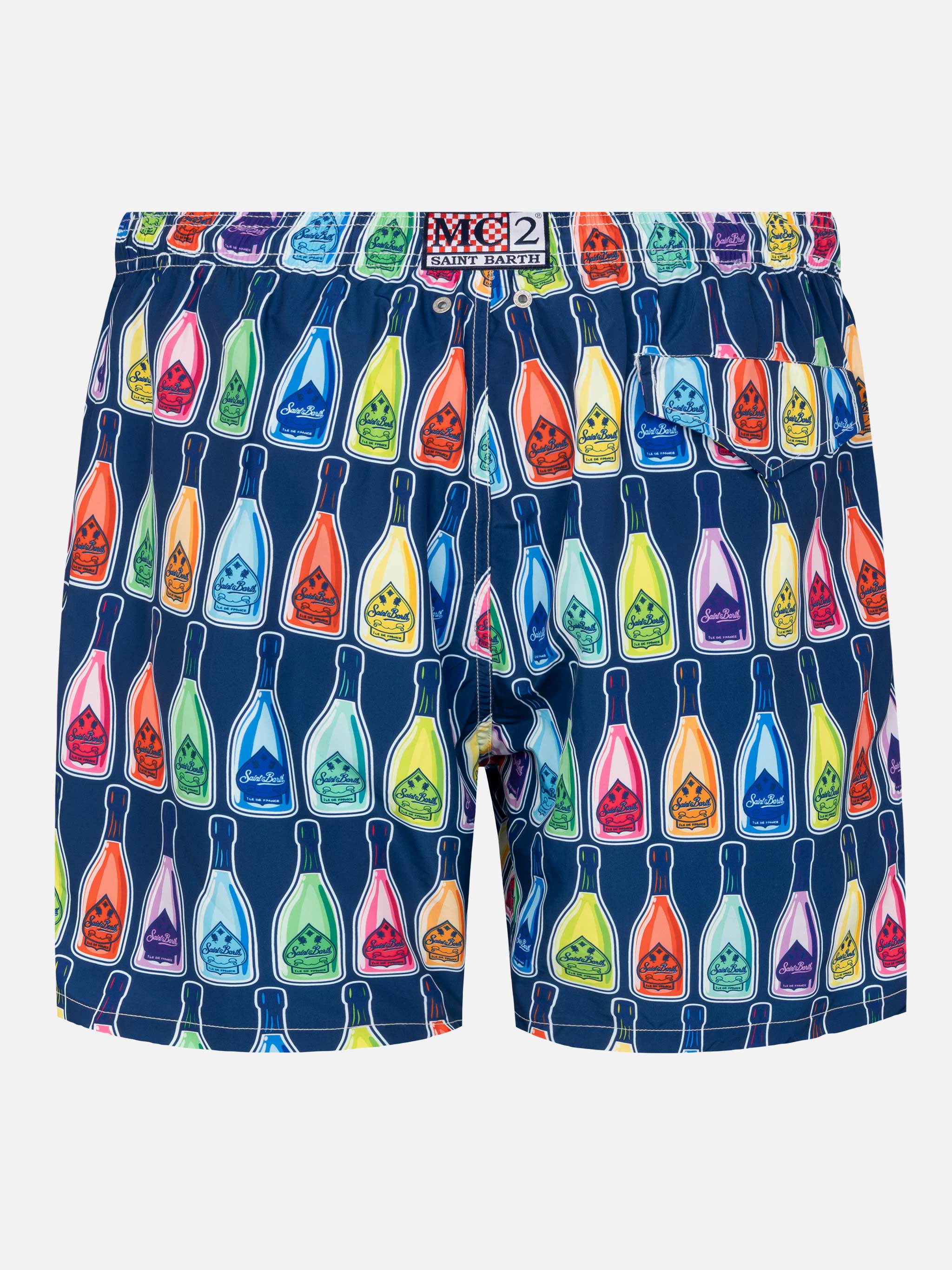 Lightweight fabric swim-shorts Lighting with bottles print - Image 2